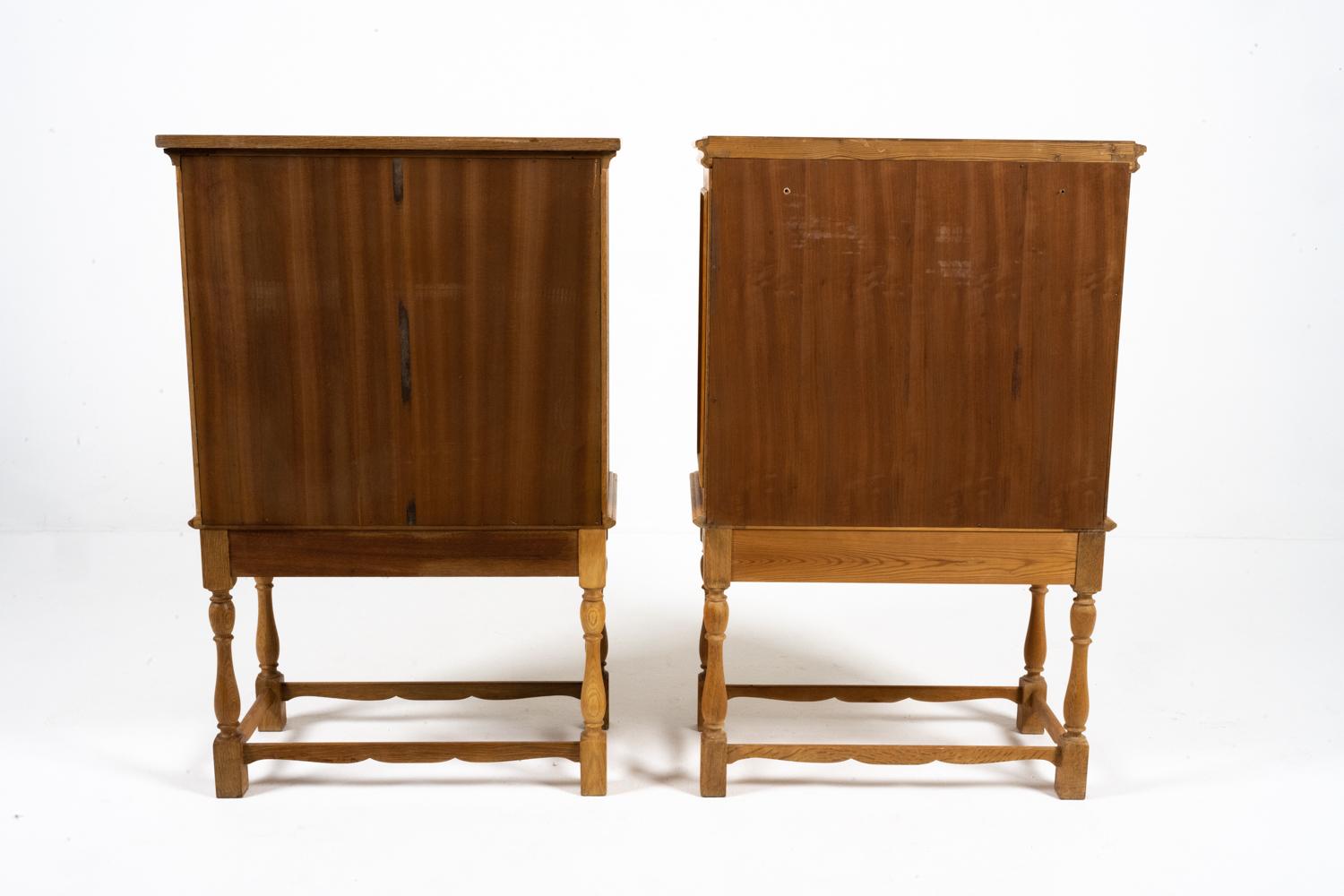 Pair of Attr. Henning Kjaernulf Carved Oak Cabinets For Sale 4