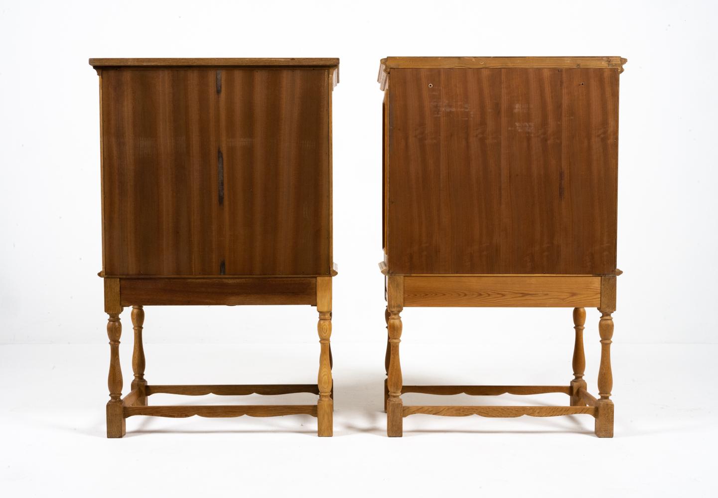 Pair of Attr. Henning Kjaernulf Carved Oak Cabinets For Sale 5