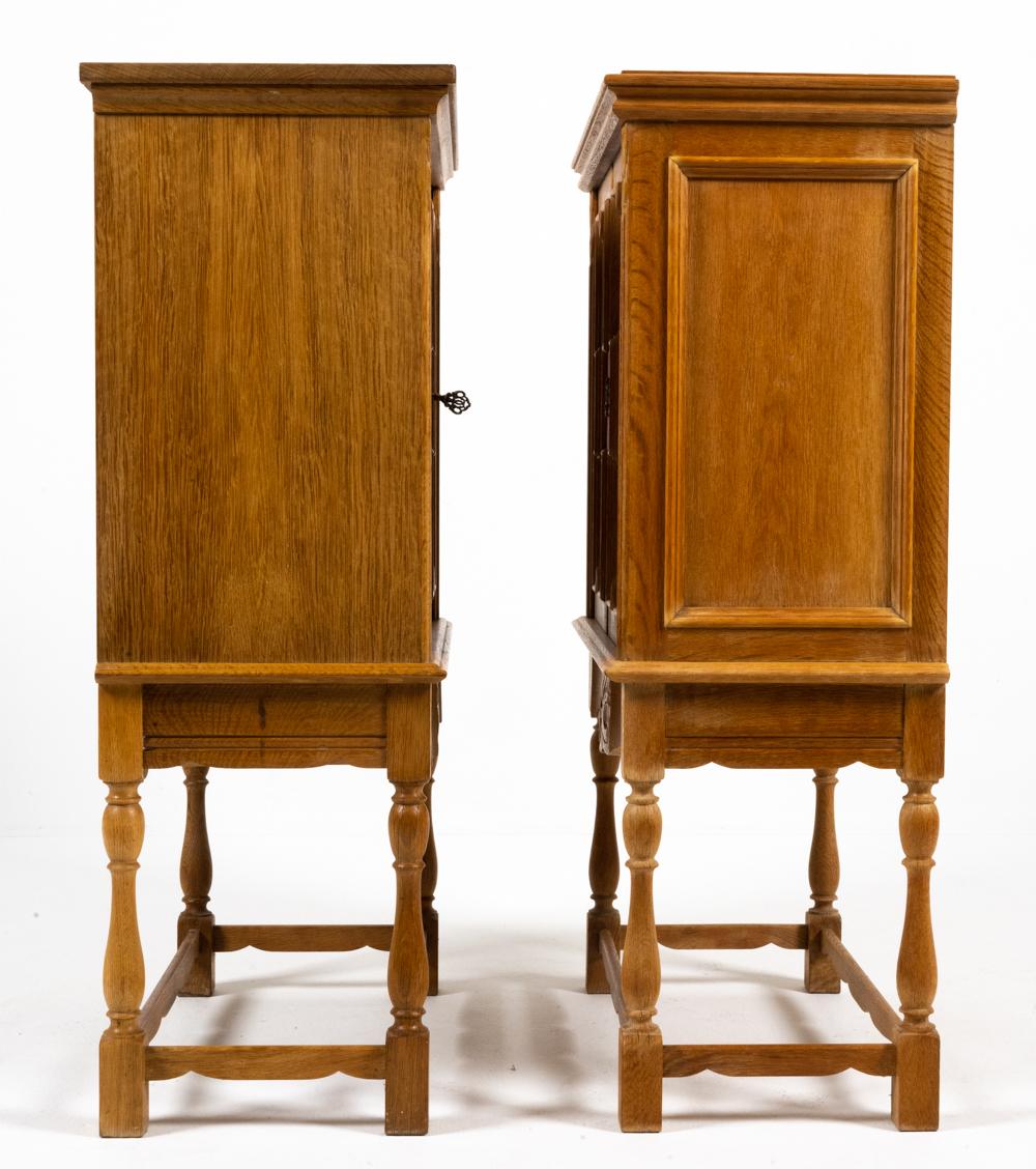 Pair of Attr. Henning Kjaernulf Carved Oak Cabinets For Sale 7