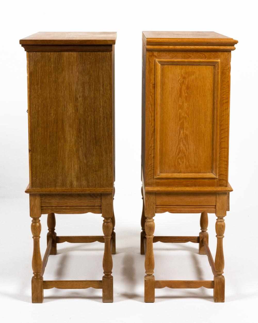 Pair of Attr. Henning Kjaernulf Carved Oak Cabinets For Sale 2