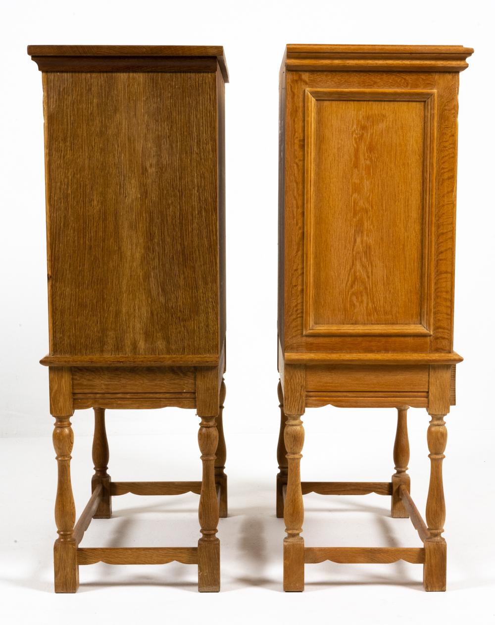 Pair of Attr. Henning Kjaernulf Carved Oak Cabinets For Sale 3