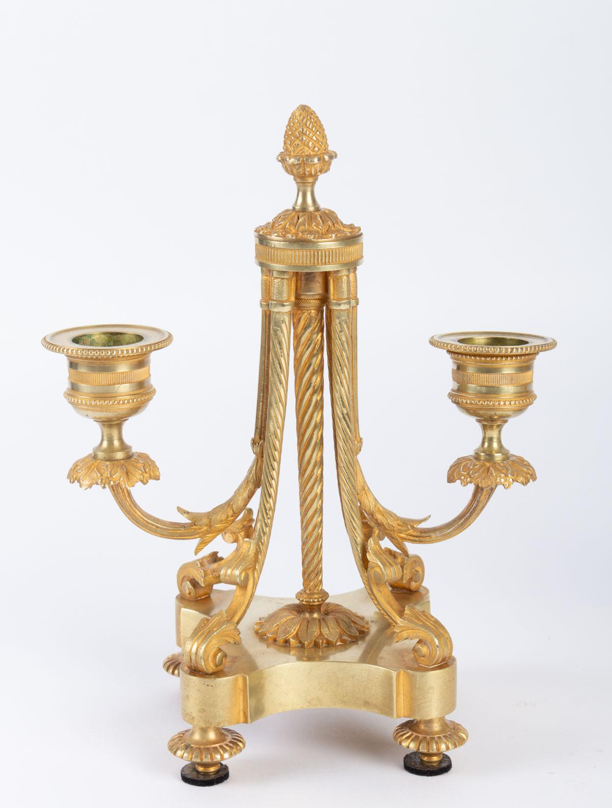 Late 19th Century Pair of Atypically Shaped Two-Light Candleholders