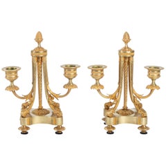 Pair of Atypically Shaped Two-Light Candleholders