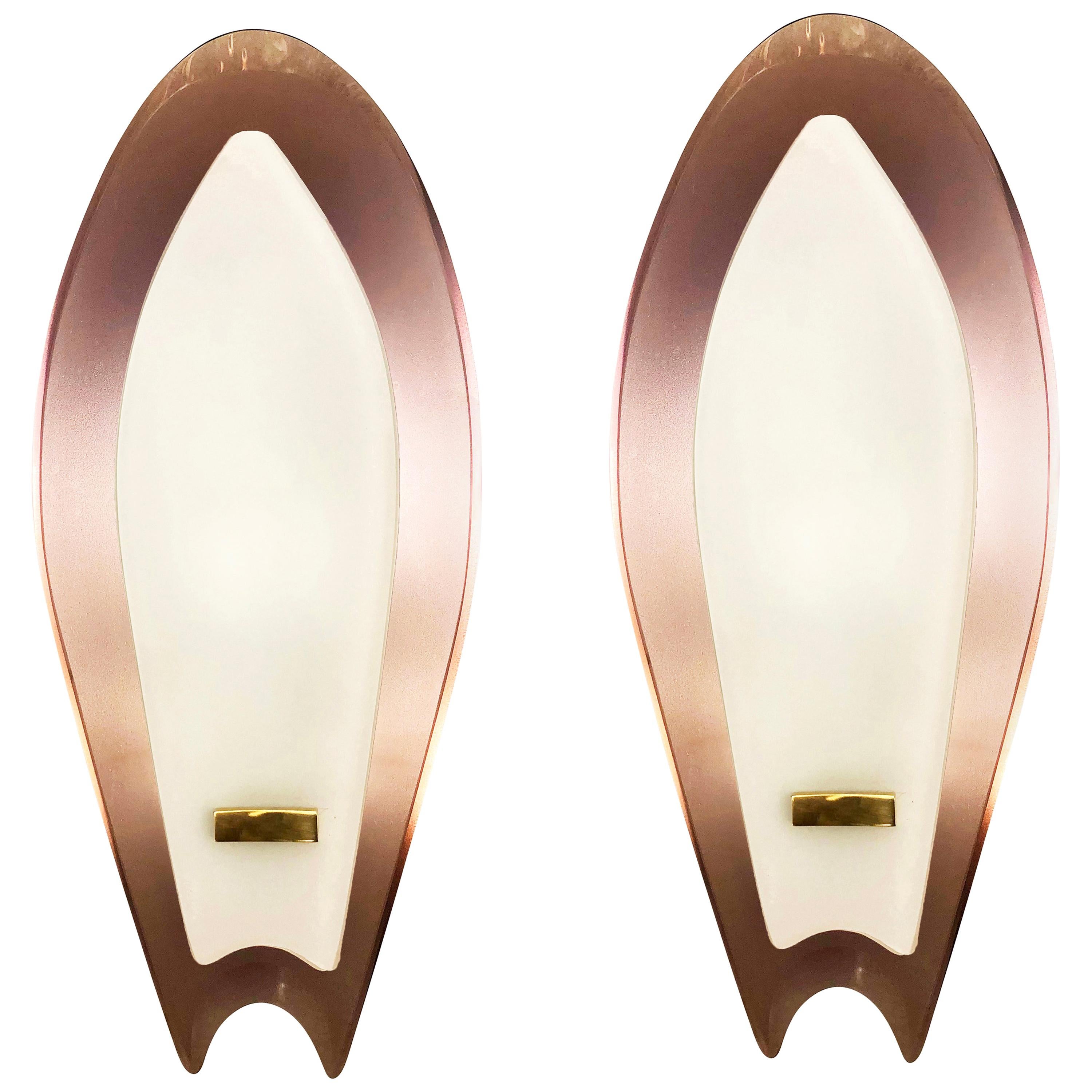 Pair of Aubergine Glass Sconces by Max Ingrand for Fontana Arte