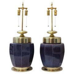 Pair of Aubergine Glazed Lamps by Stiffel