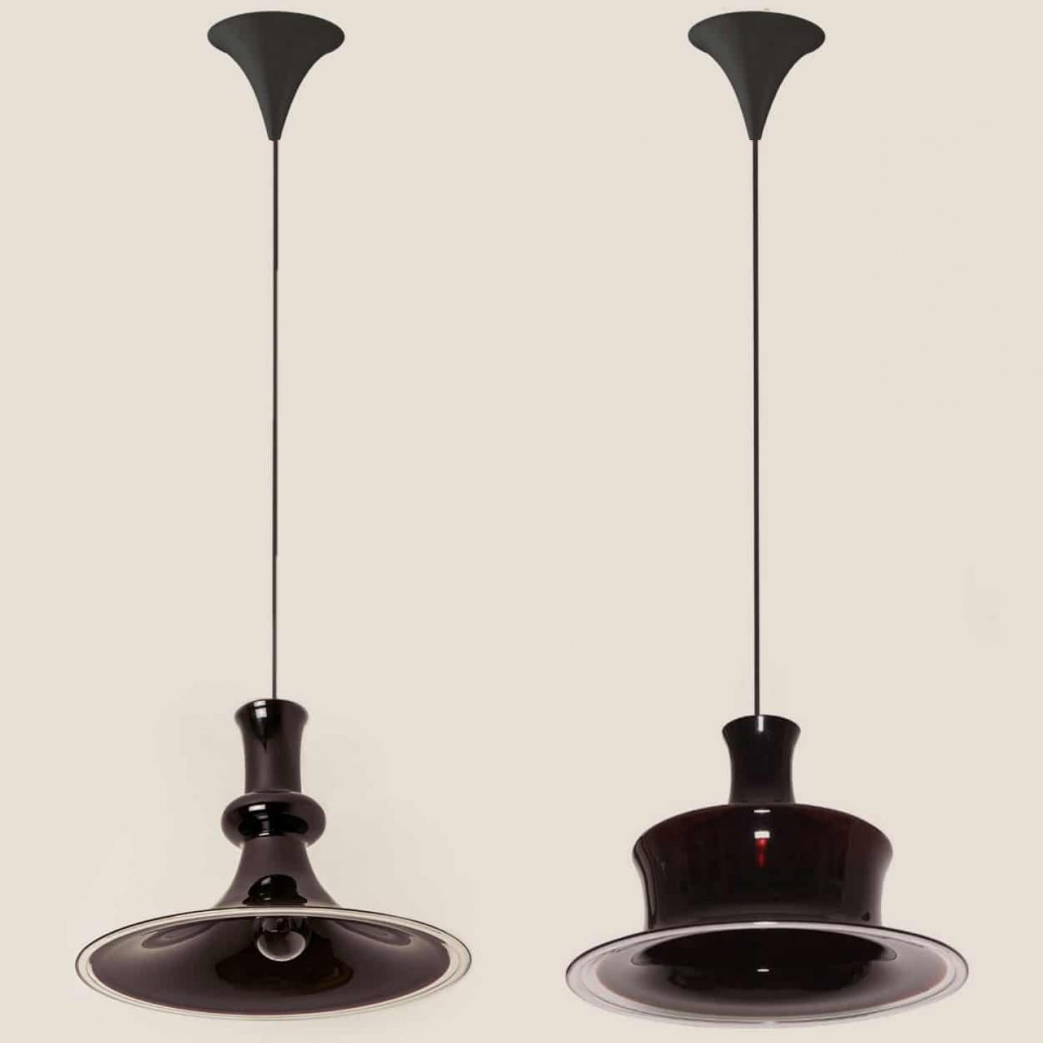 Paire de lampes suspendues Aubergine Holmegaard, 1970 en vente 6