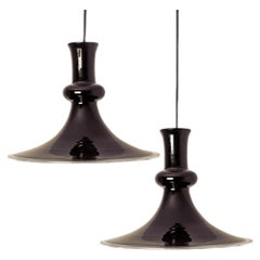 Pair of Aubergine Holmegaard Hanging Lamps, 1970