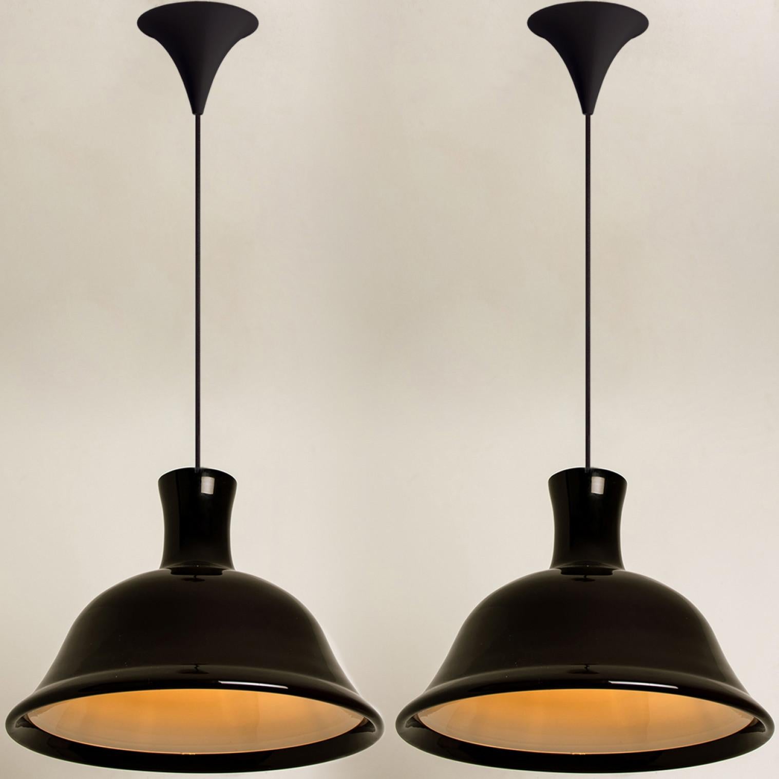 Pair of Aubergine Holmegaard Hanging Lamps by Michael Bang, 1970 For Sale 2