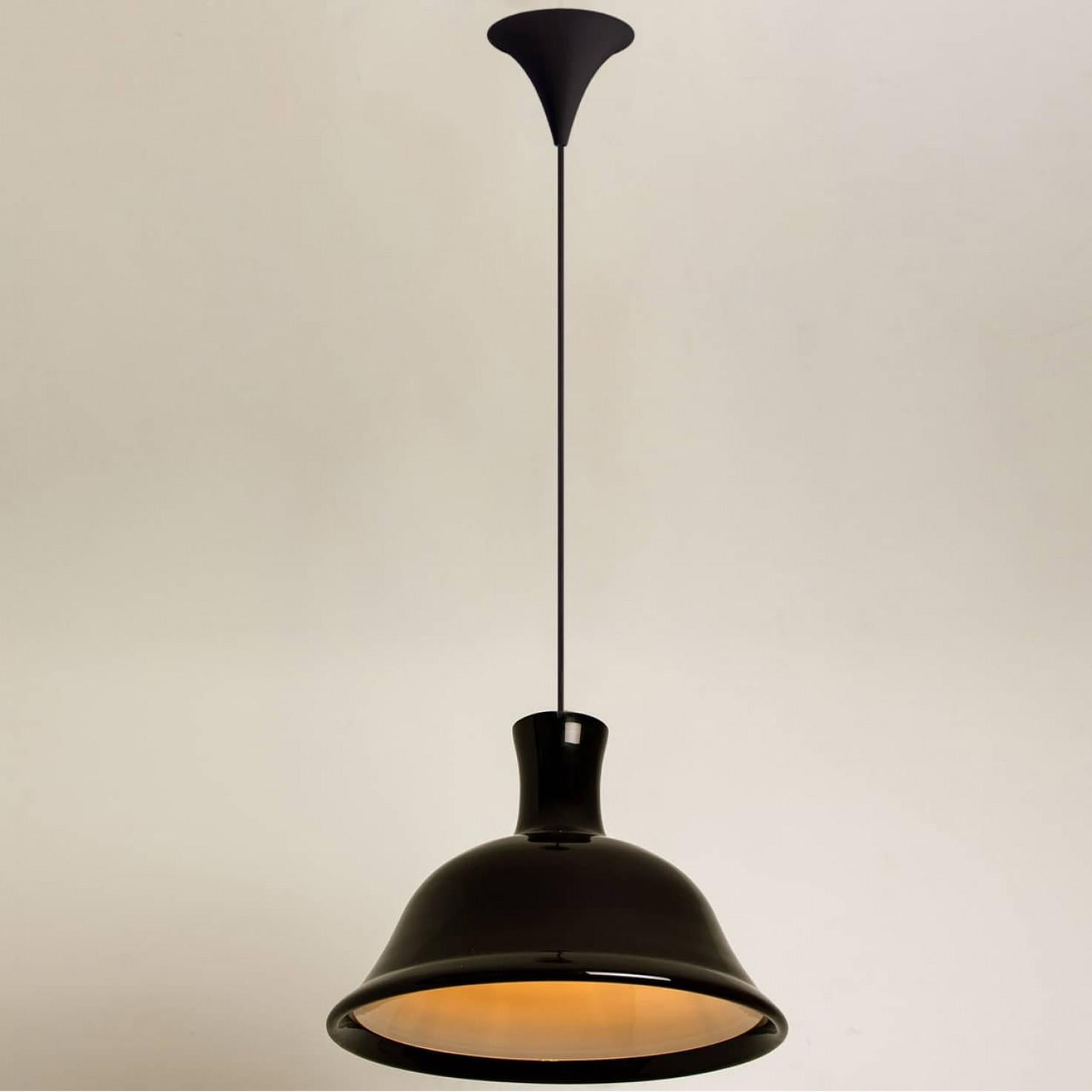 Scandinavian Modern Pair of Aubergine Holmegaard Hanging Lamps by Michael Bang, 1970 For Sale