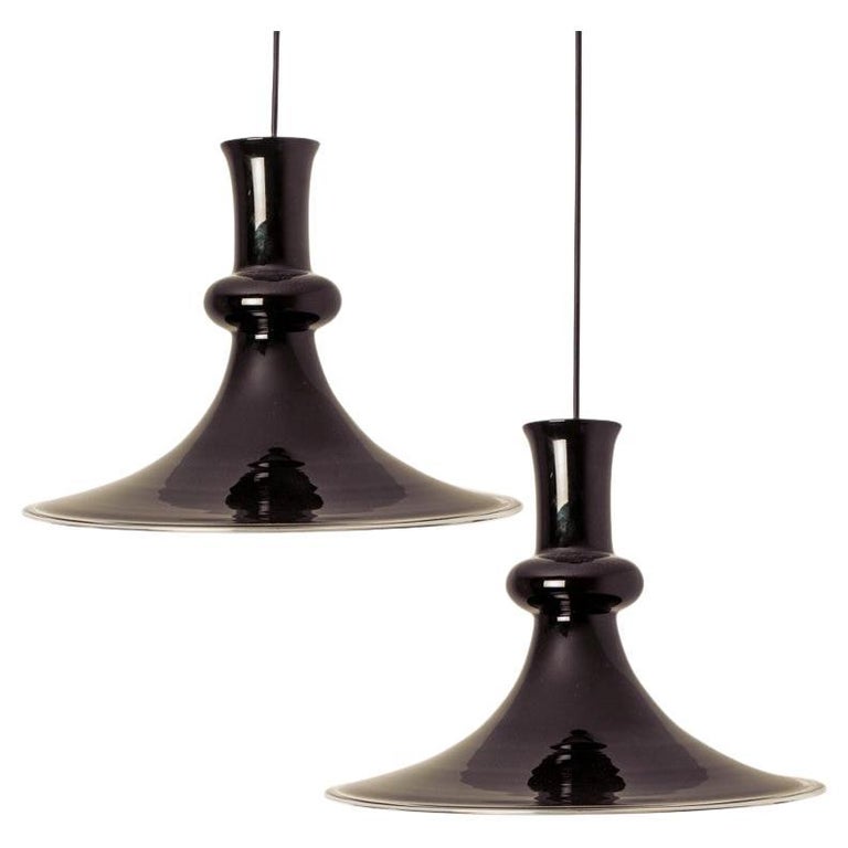 Pair of Aubergine Holmegaard Hanging Lamps by Michael Bang, 1970 For Sale  at 1stDibs