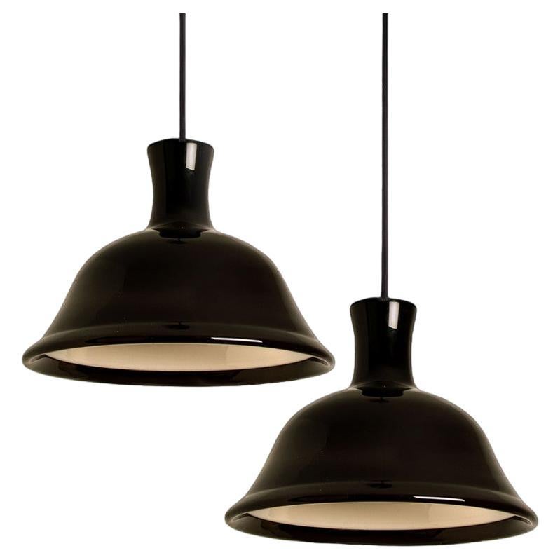 Pair of Aubergine Holmegaard Hanging Lamps by Michael Bang, 1970 For Sale