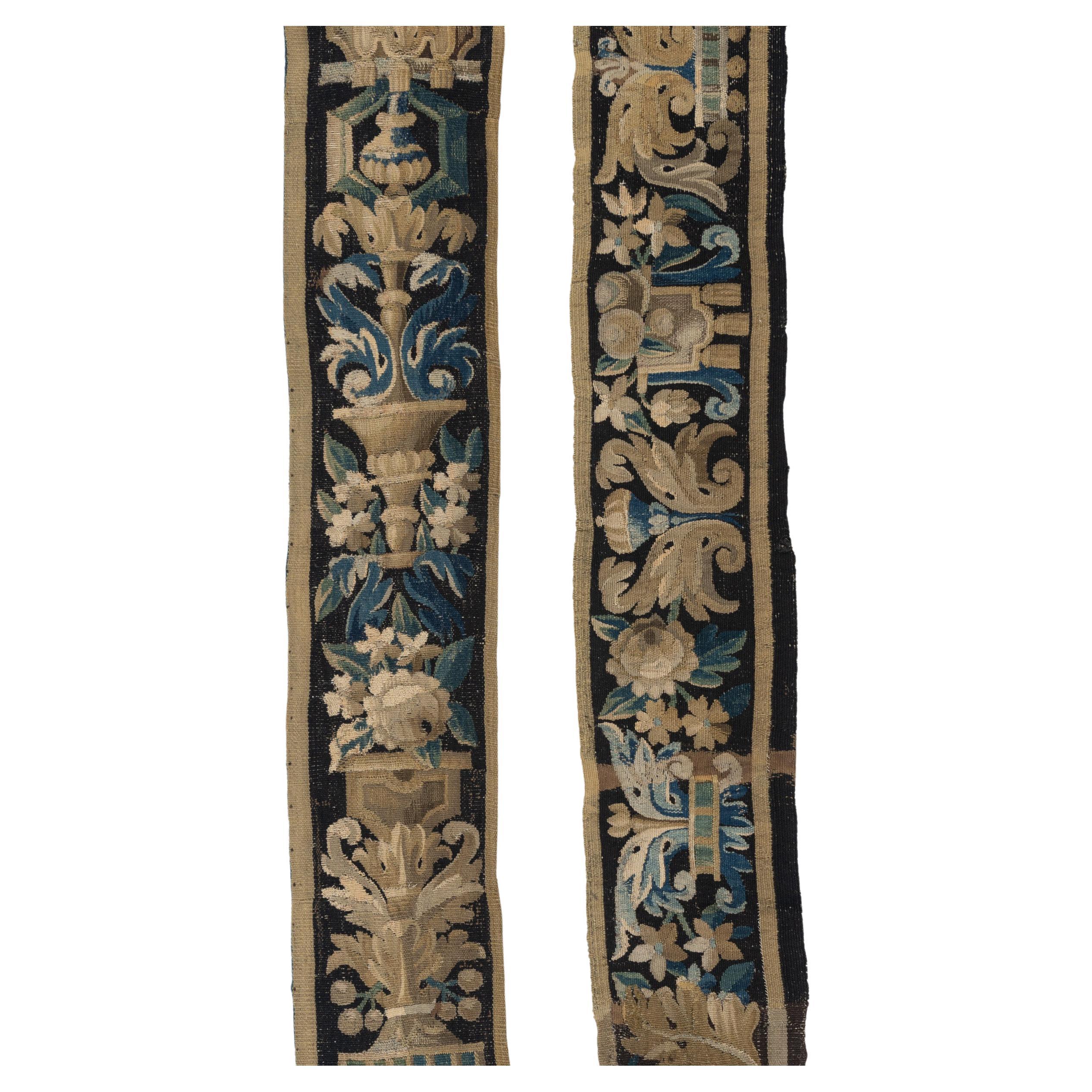 Pair of Aubusson Verdue Tapestry Border Panels  5'10 x 11'