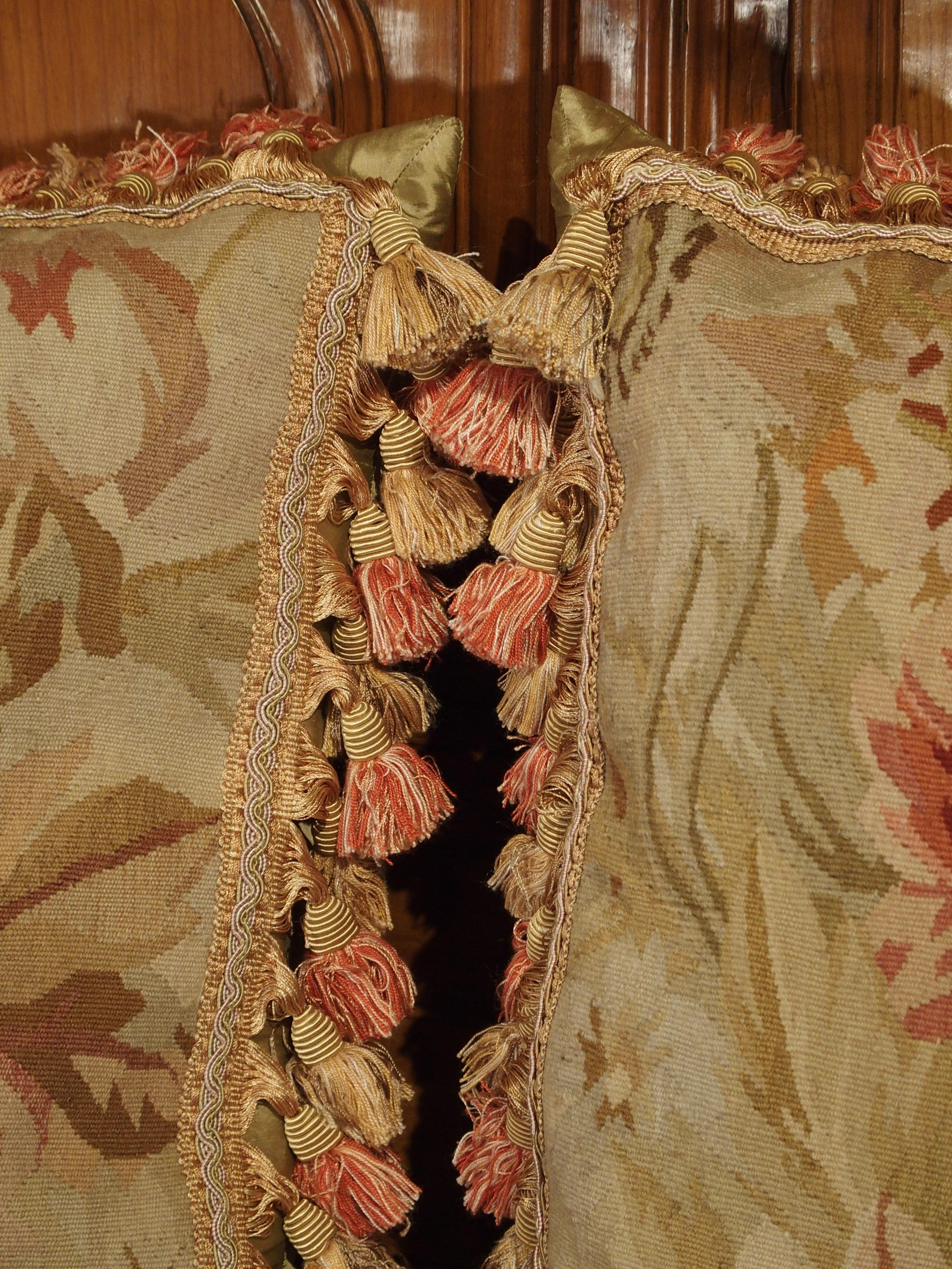 Pair of Aubusson Pillows with Silk Tassels 3