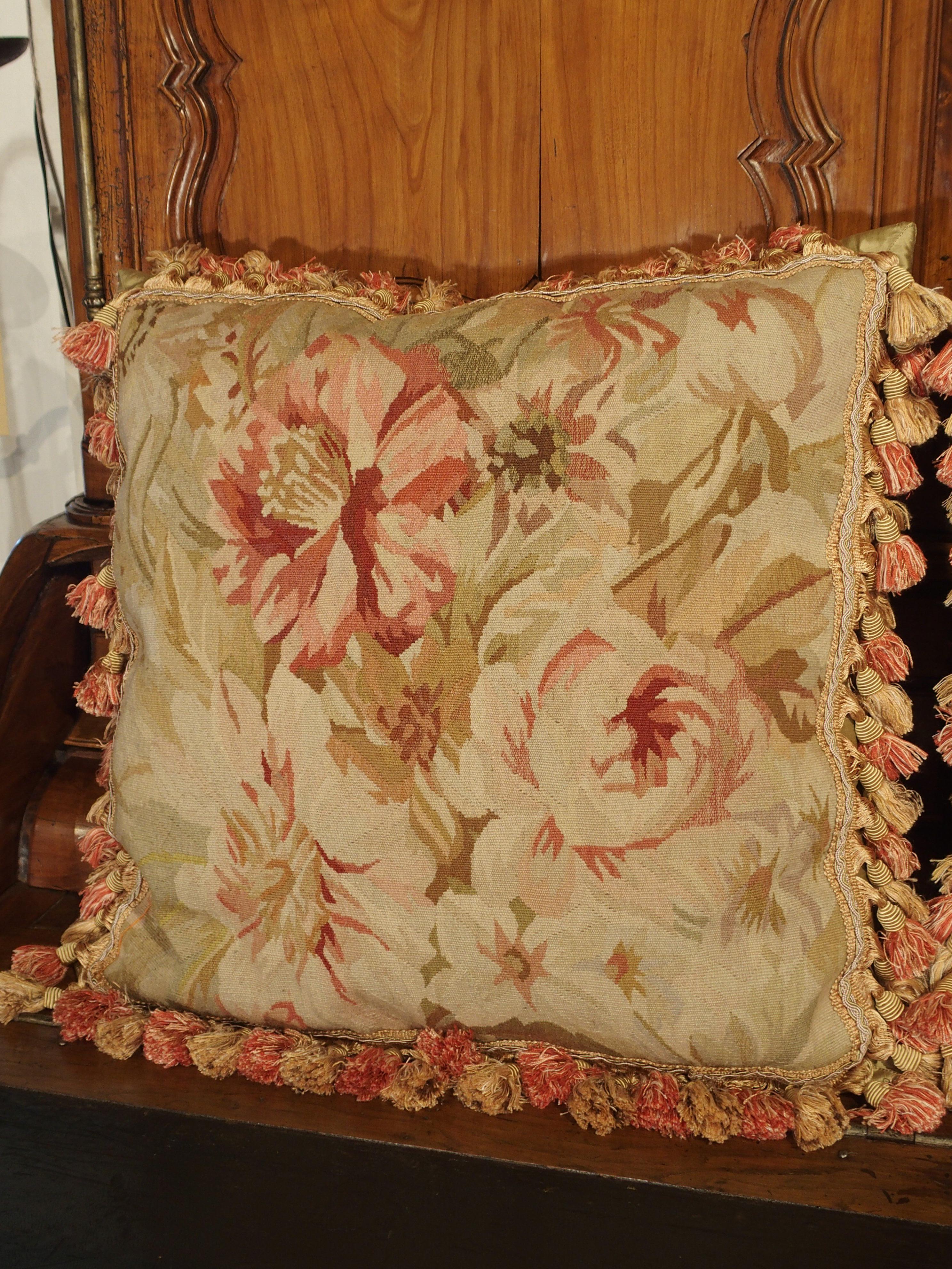 Pair of Aubusson Pillows with Silk Tassels 5
