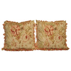 Pair of Aubusson Pillows with Silk Tassels