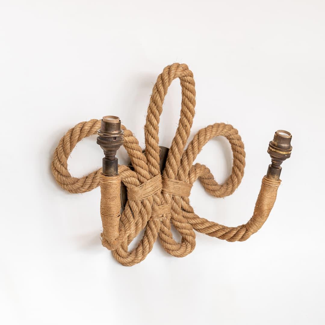 Pair of Audoux and Minet Rope Sconces In Good Condition In Los Angeles, CA