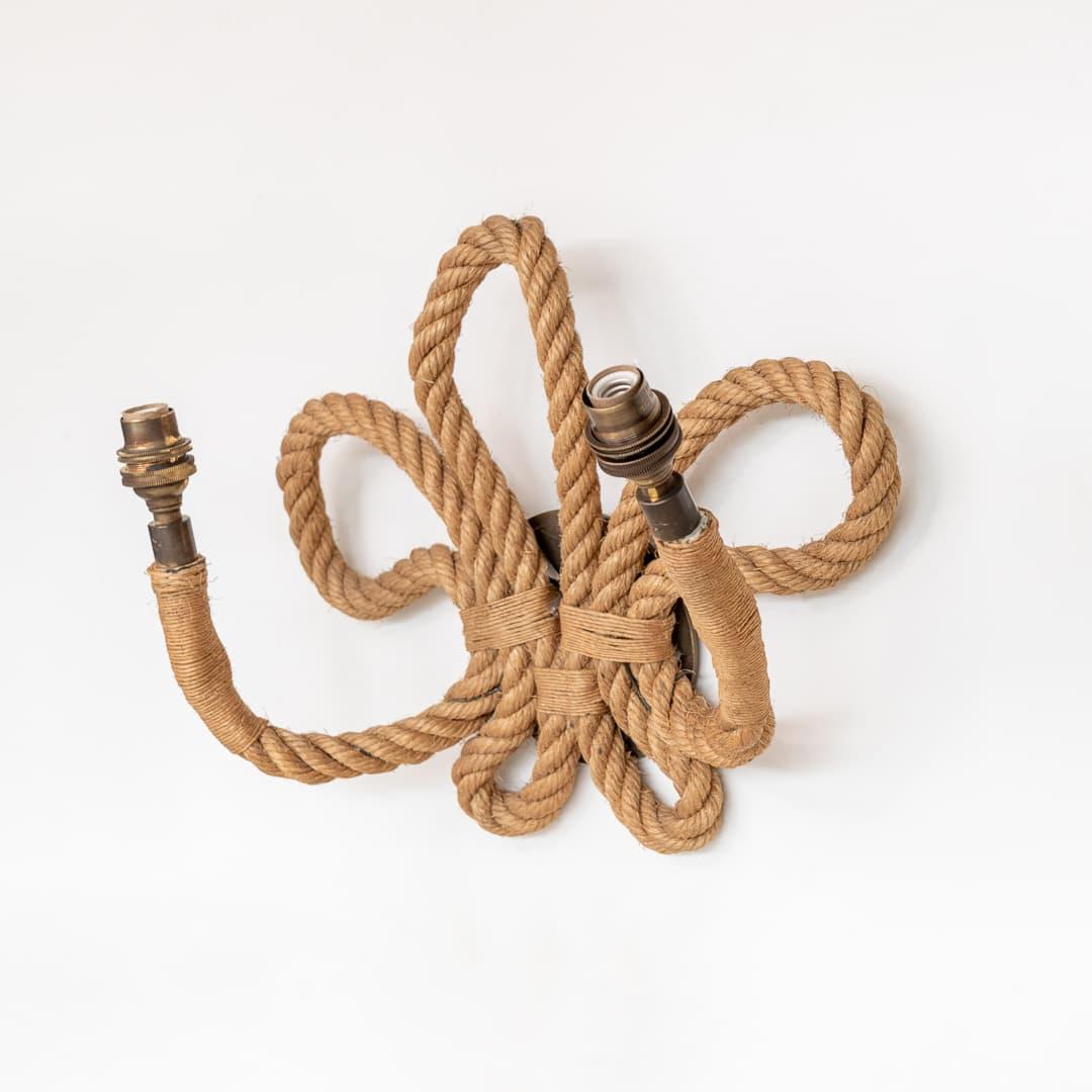 Mid-20th Century Pair of Audoux and Minet Rope Sconces