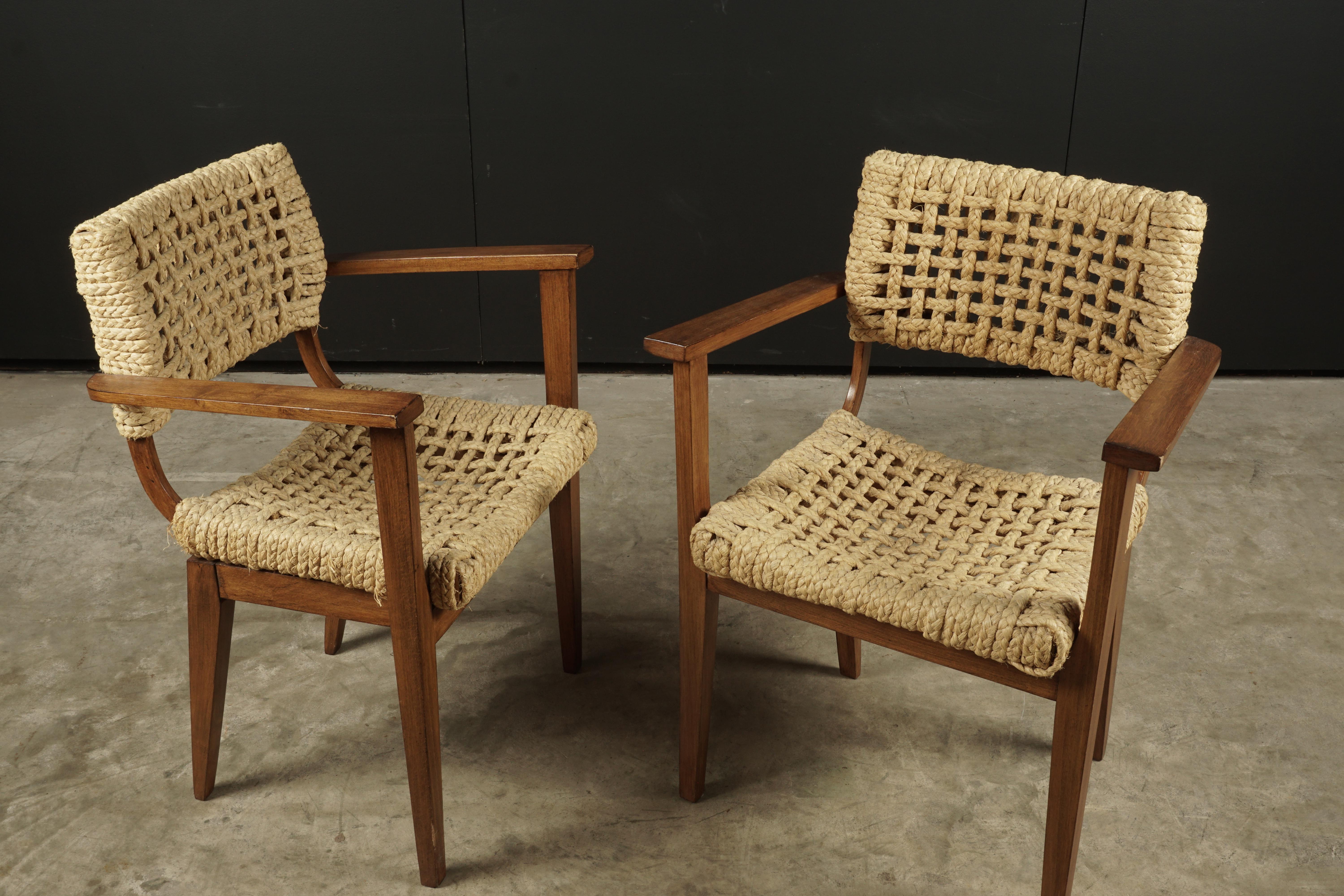 European Vintage Pair of Audoux Minet Armchairs from France, circa 1940