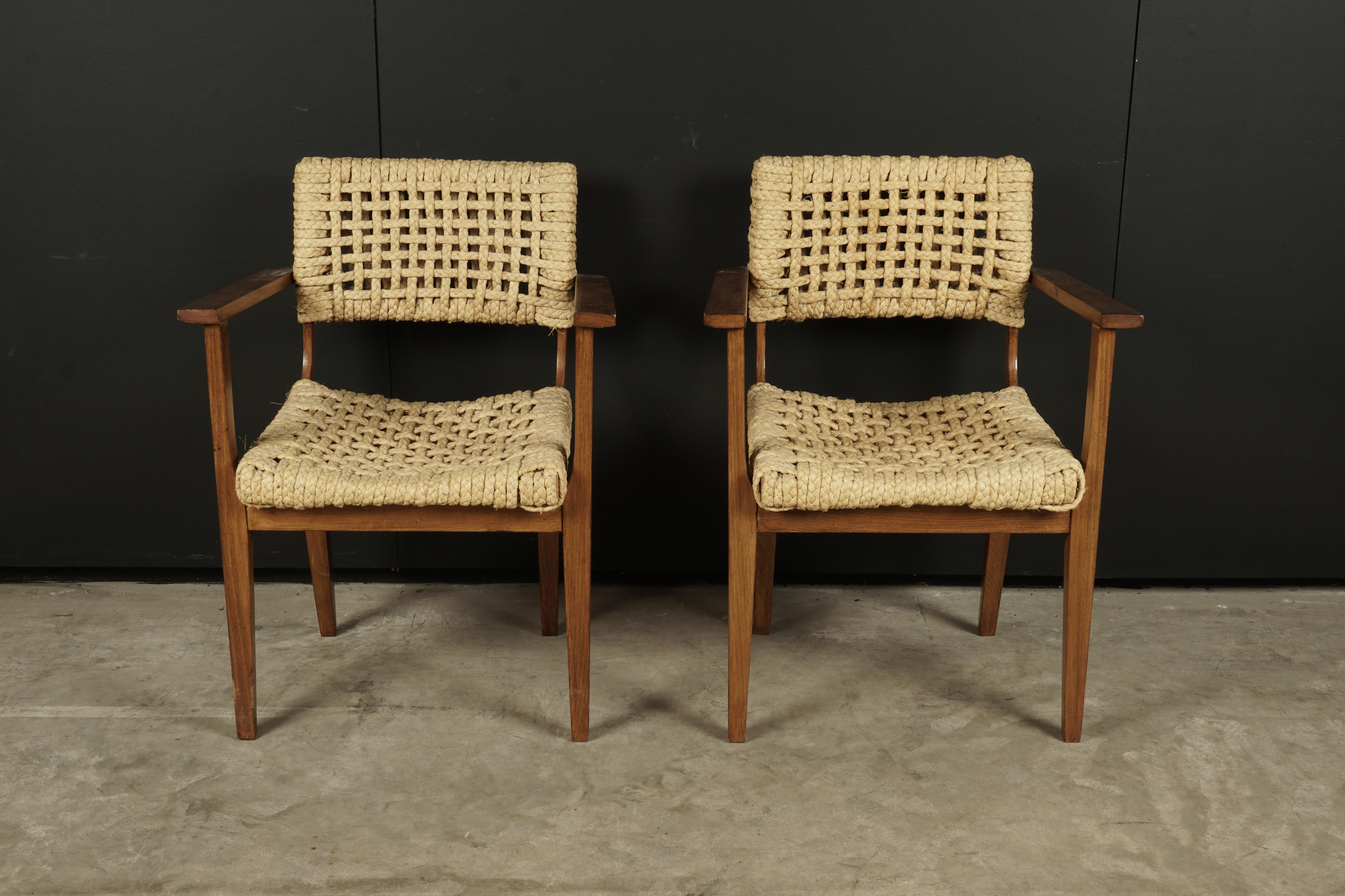 Vintage Pair of Audoux Minet Armchairs from France, circa 1940 In Good Condition In Nashville, TN