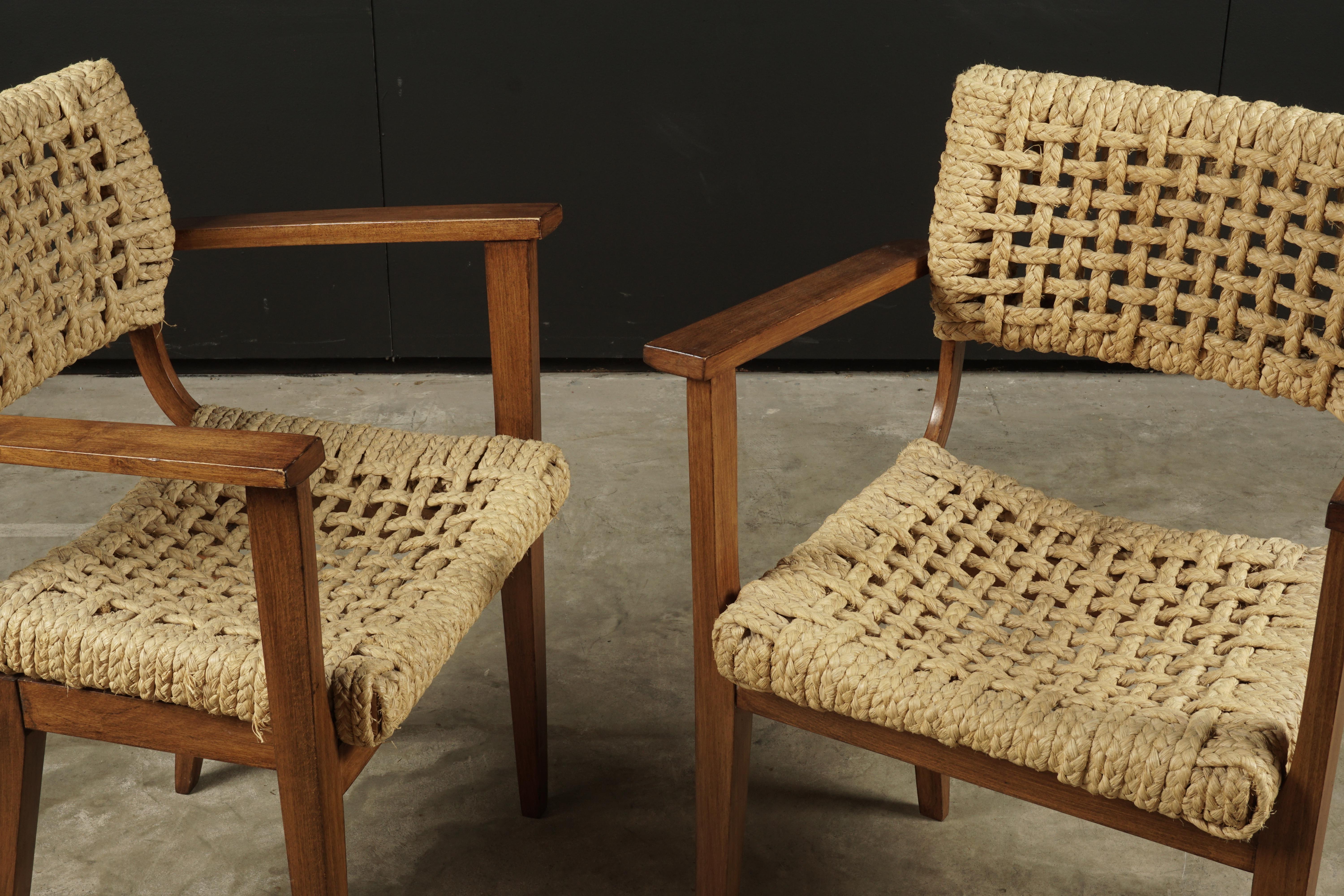 Vintage Pair of Audoux Minet Armchairs from France, circa 1940 1