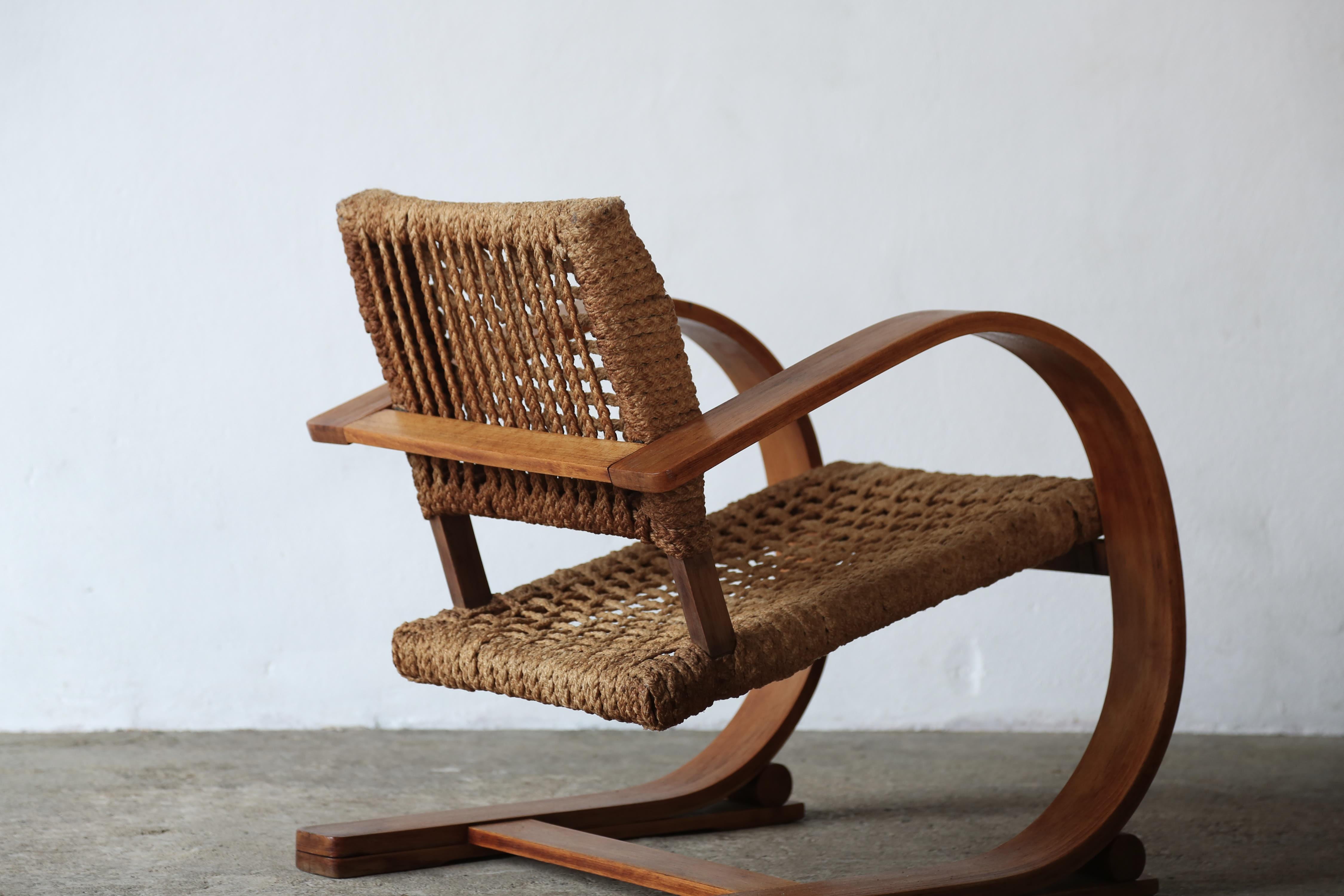 Pair of Audoux & Minet Rope Chair, Vibo, France, 1950s For Sale 4