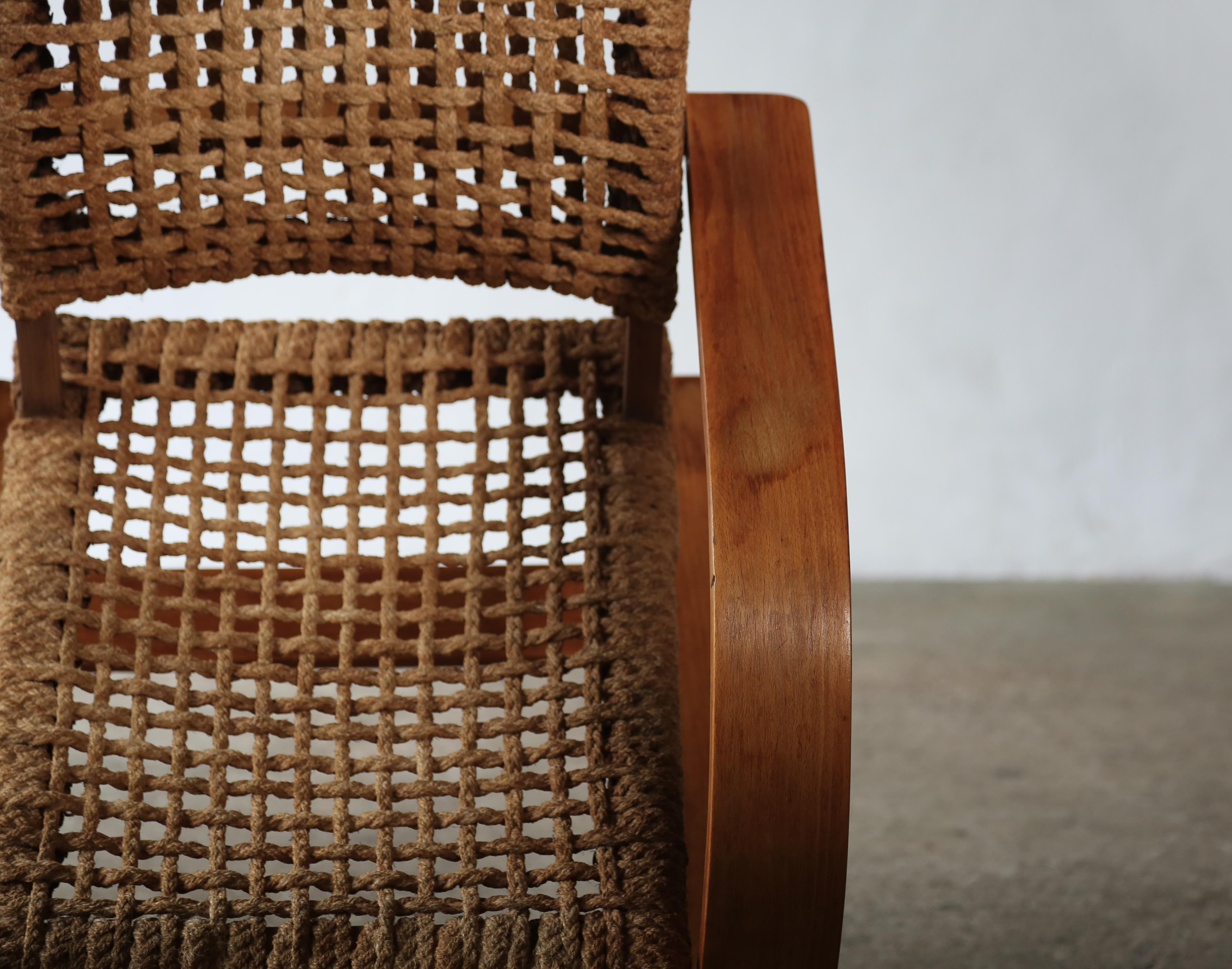 Pair of Audoux & Minet Rope Chair, Vibo, France, 1950s For Sale 10