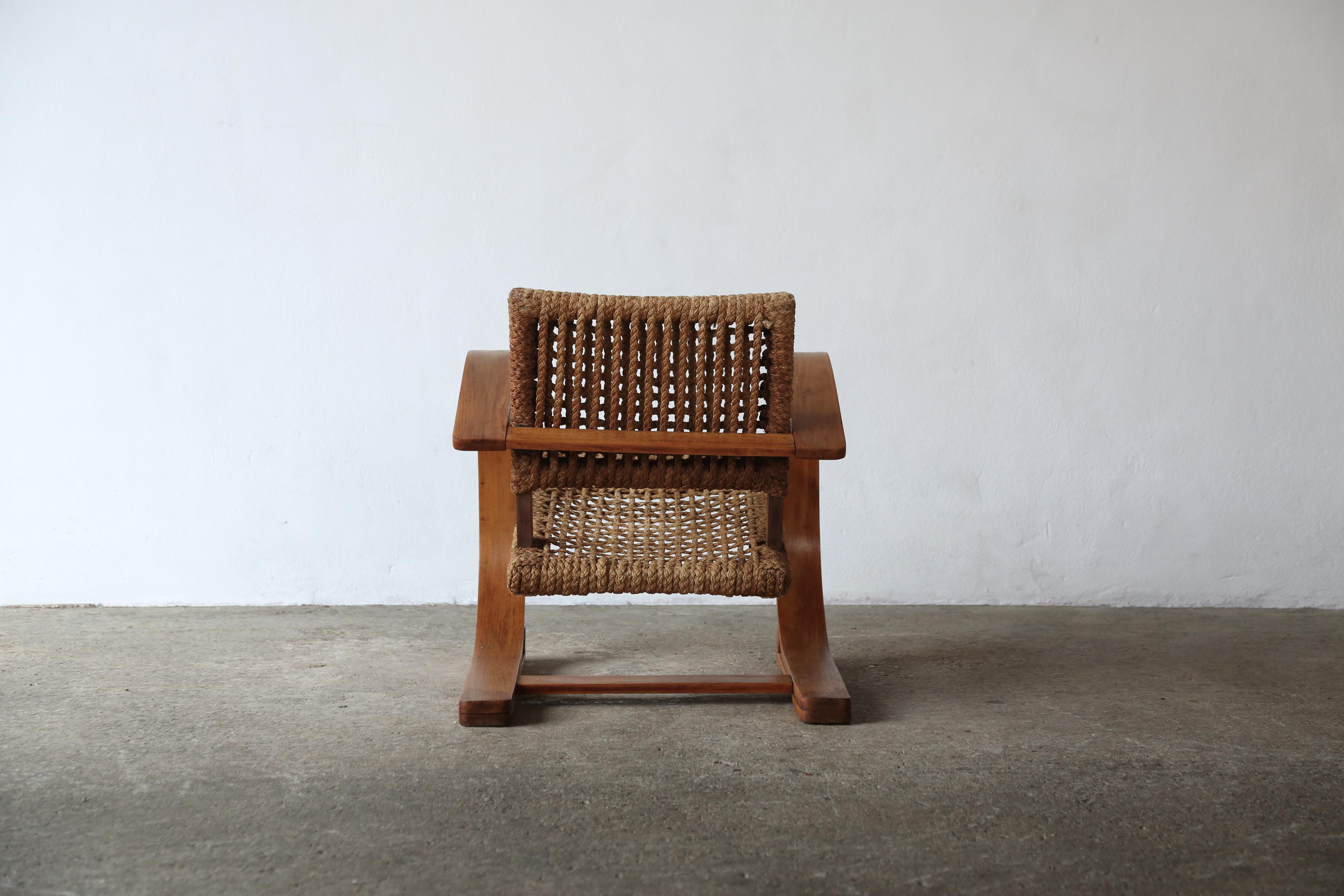 Pair of Audoux & Minet Rope Chair, Vibo, France, 1950s For Sale 1