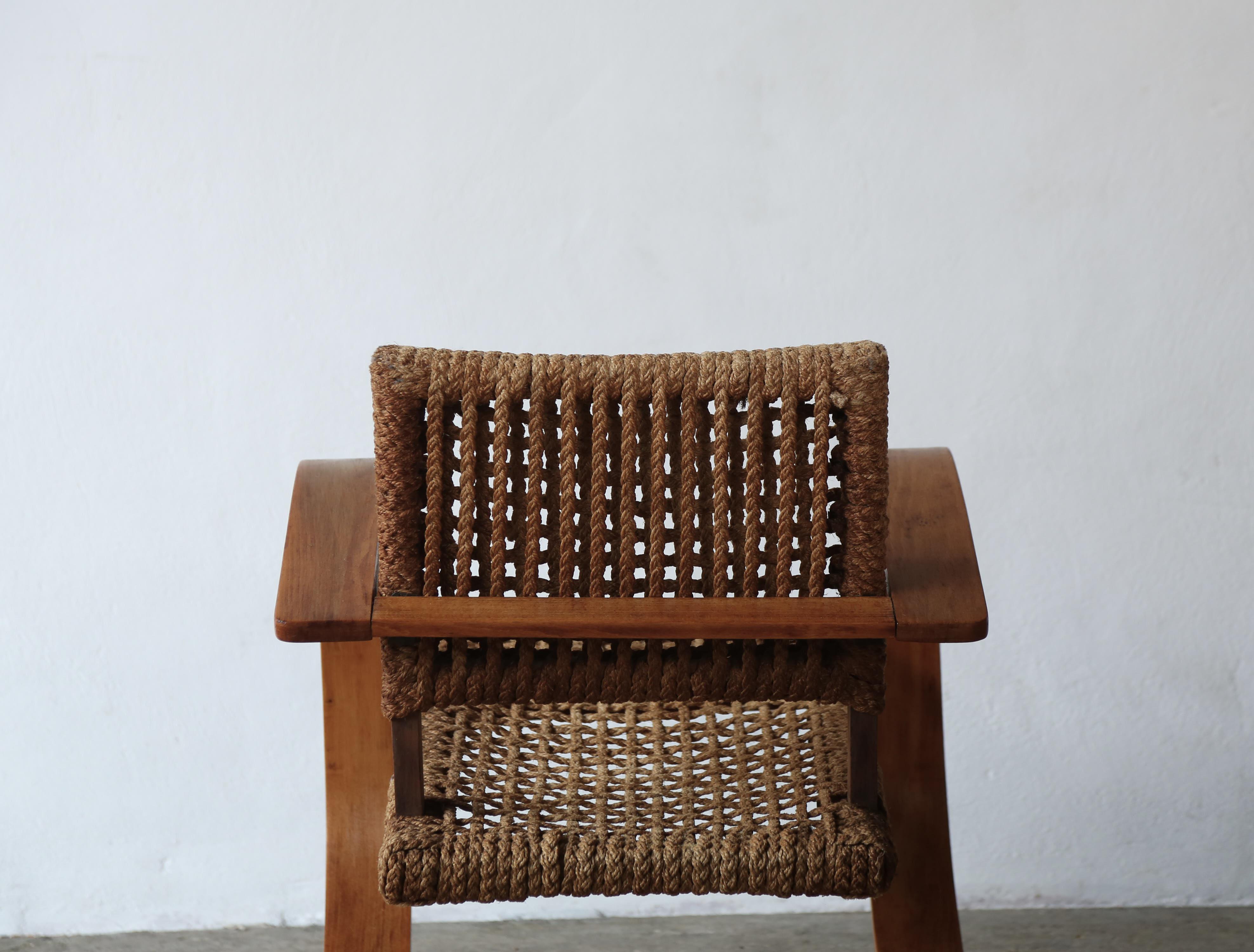 Sedia in corda Audoux & Minet, Vibo, Francia, anni '50 in vendita 1