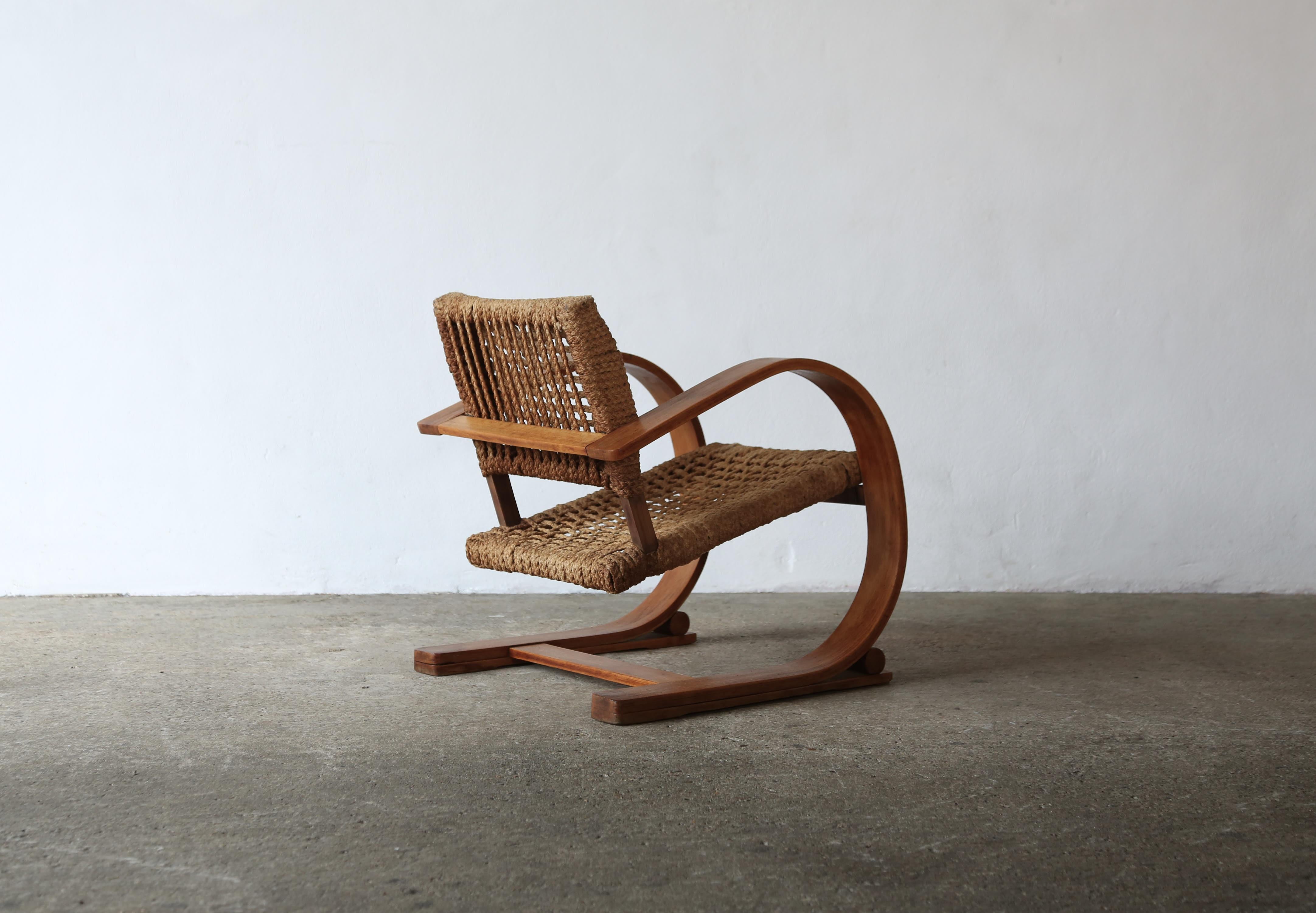 Pair of Audoux & Minet Rope Chair, Vibo, France, 1950s For Sale 3