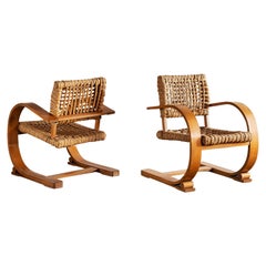 Pair of Audoux Minet Rope Chairs, France, 1940s