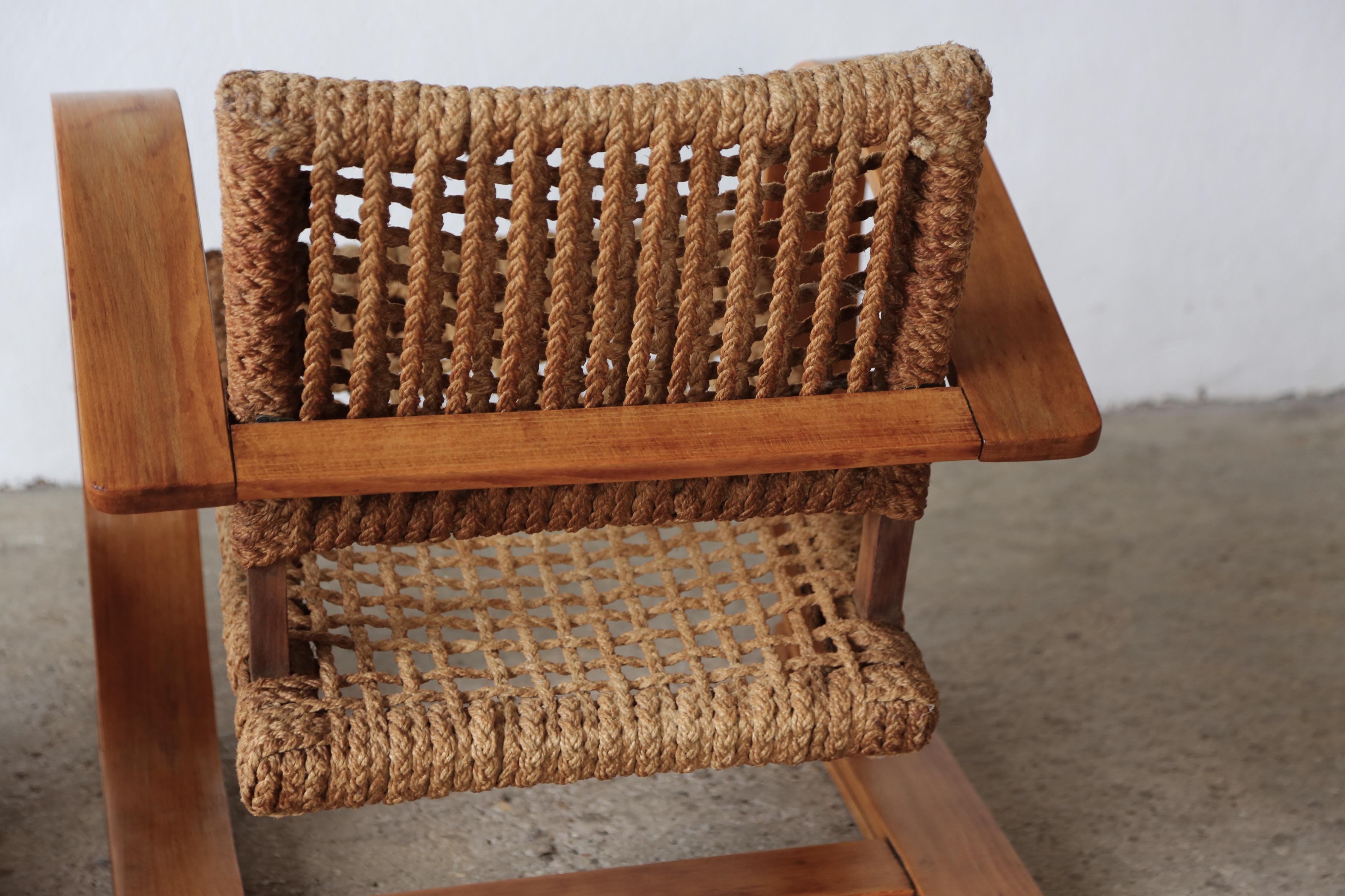 Pair of Audoux & Minet Rope Chairs, Vibo, France, 1950s For Sale 9
