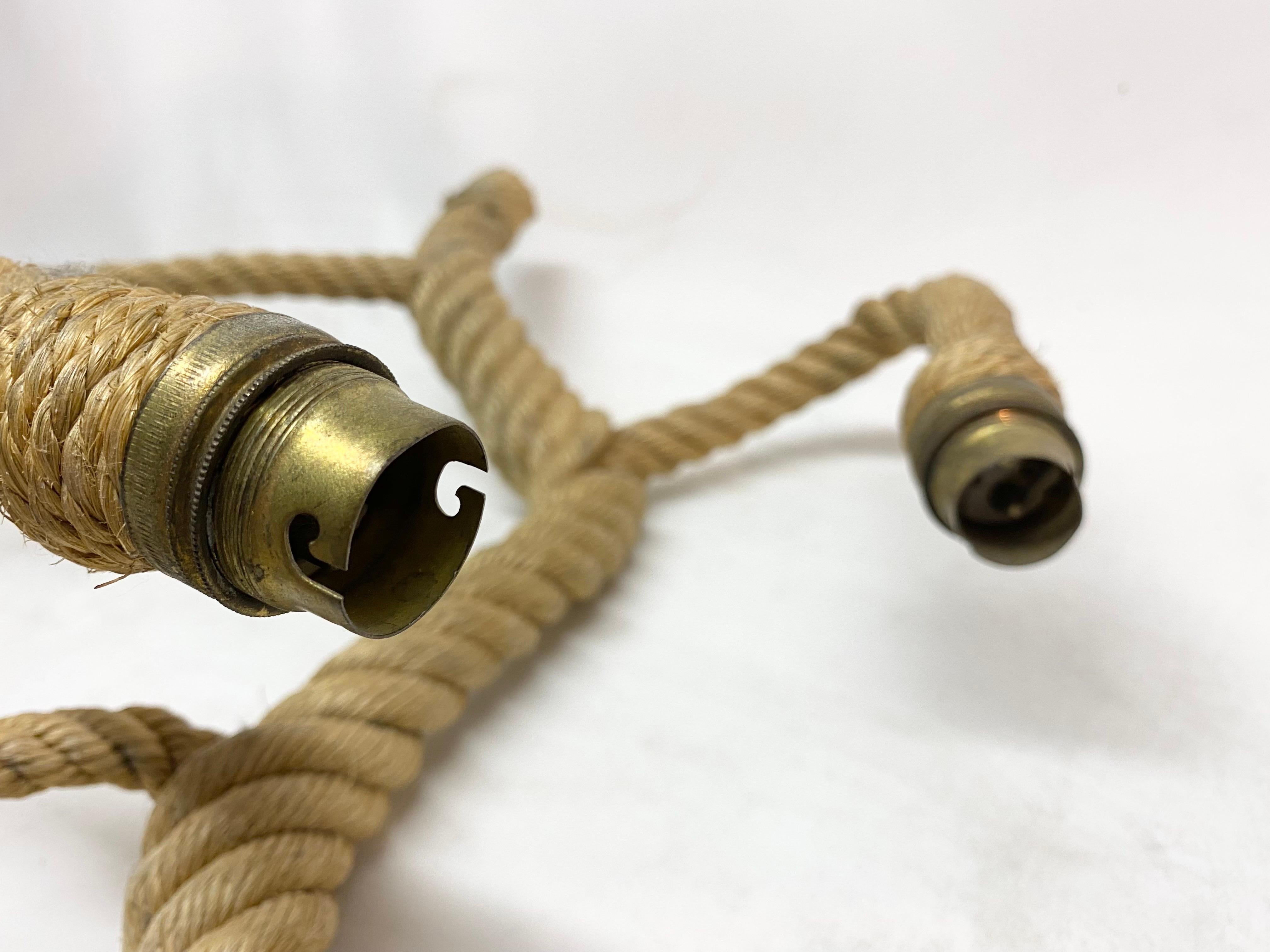 Mid-20th Century Pair of Audoux Minet Rope Sconces For Sale