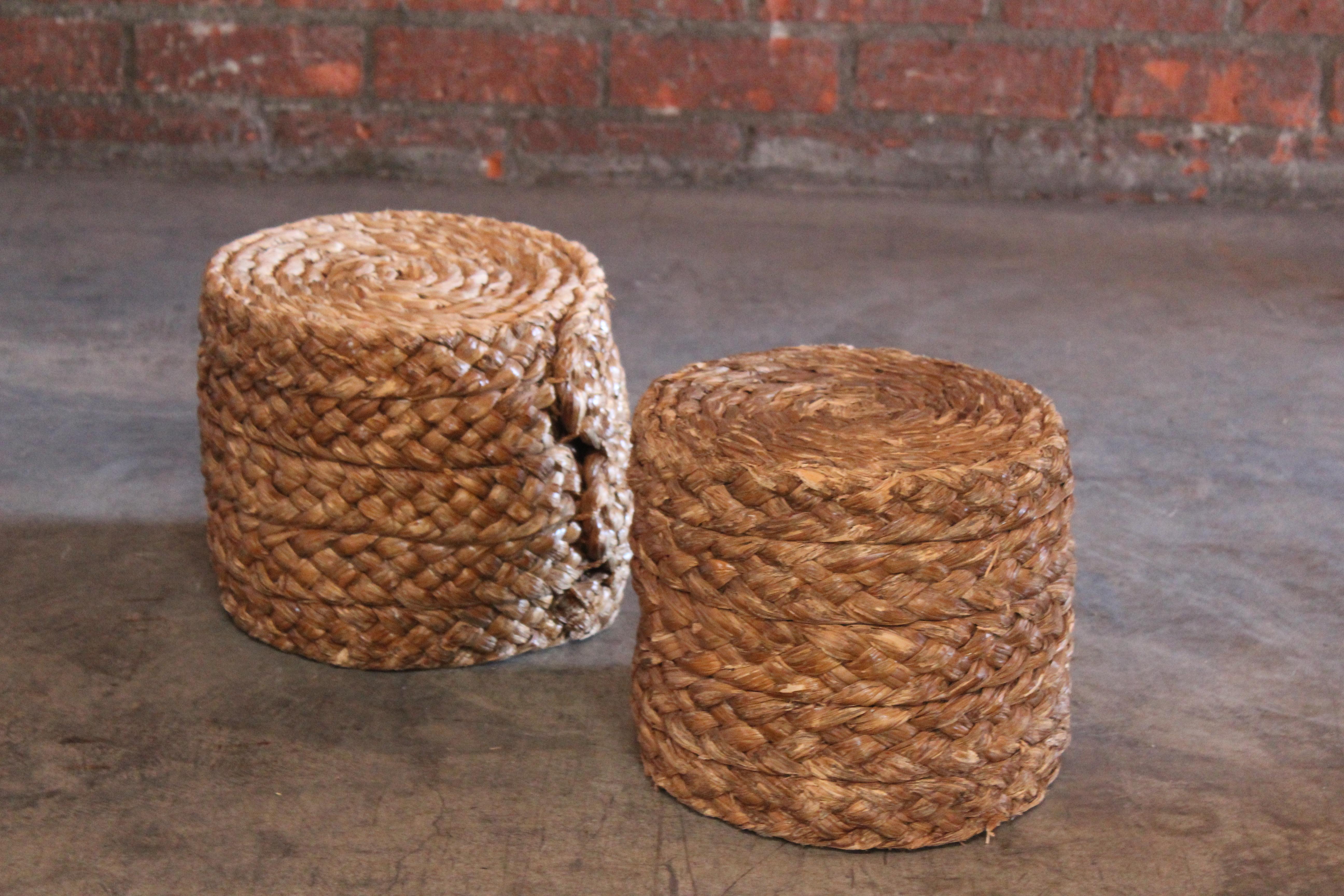 Pair of Audoux-Minet Rope Stools 4
