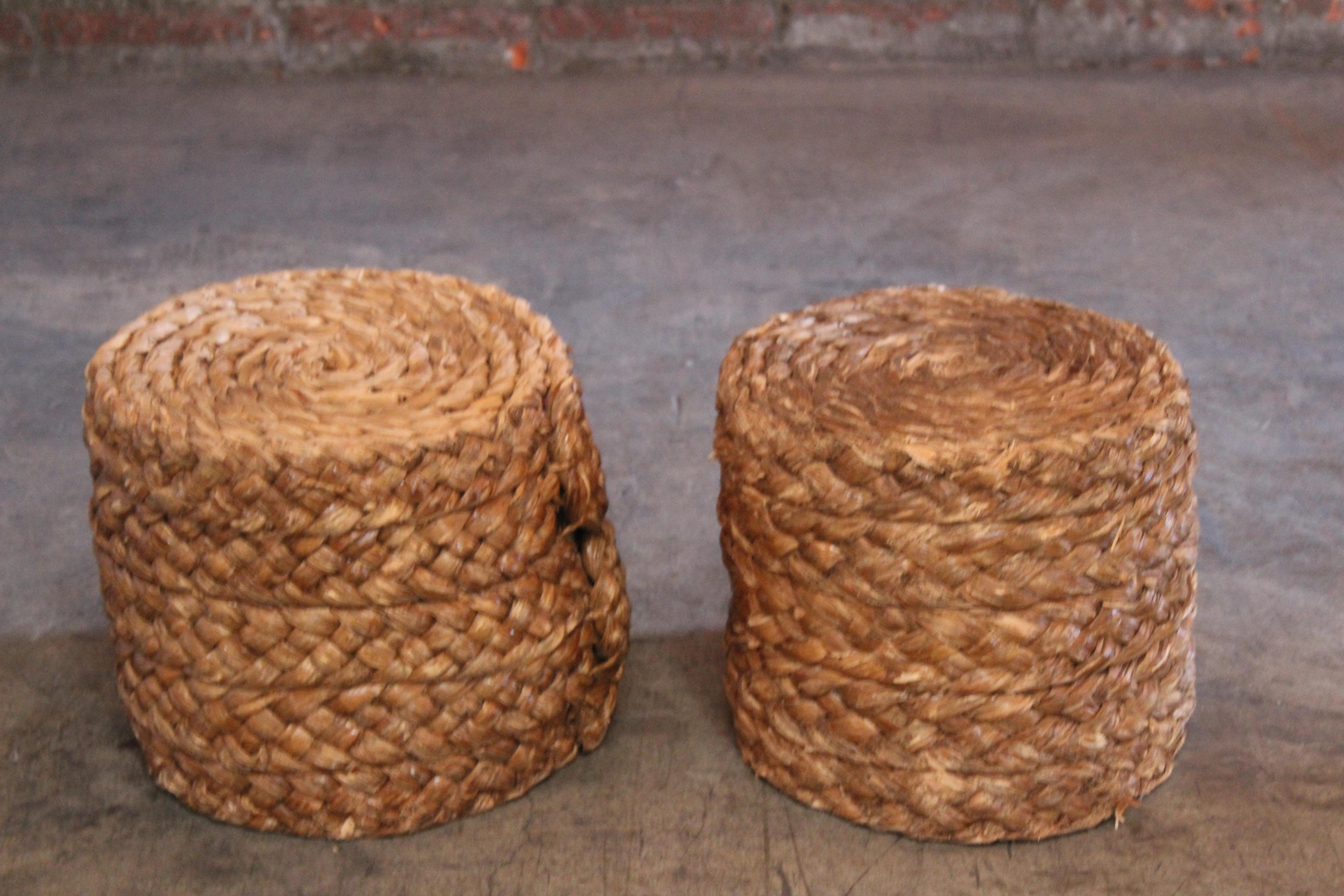 Pair of Audoux-Minet Rope Stools 2