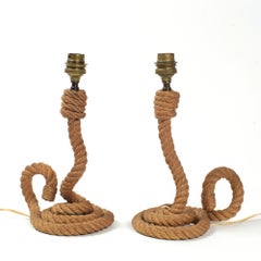 Pair of Audoux-Minet Rope Table Lamps France, 1950
