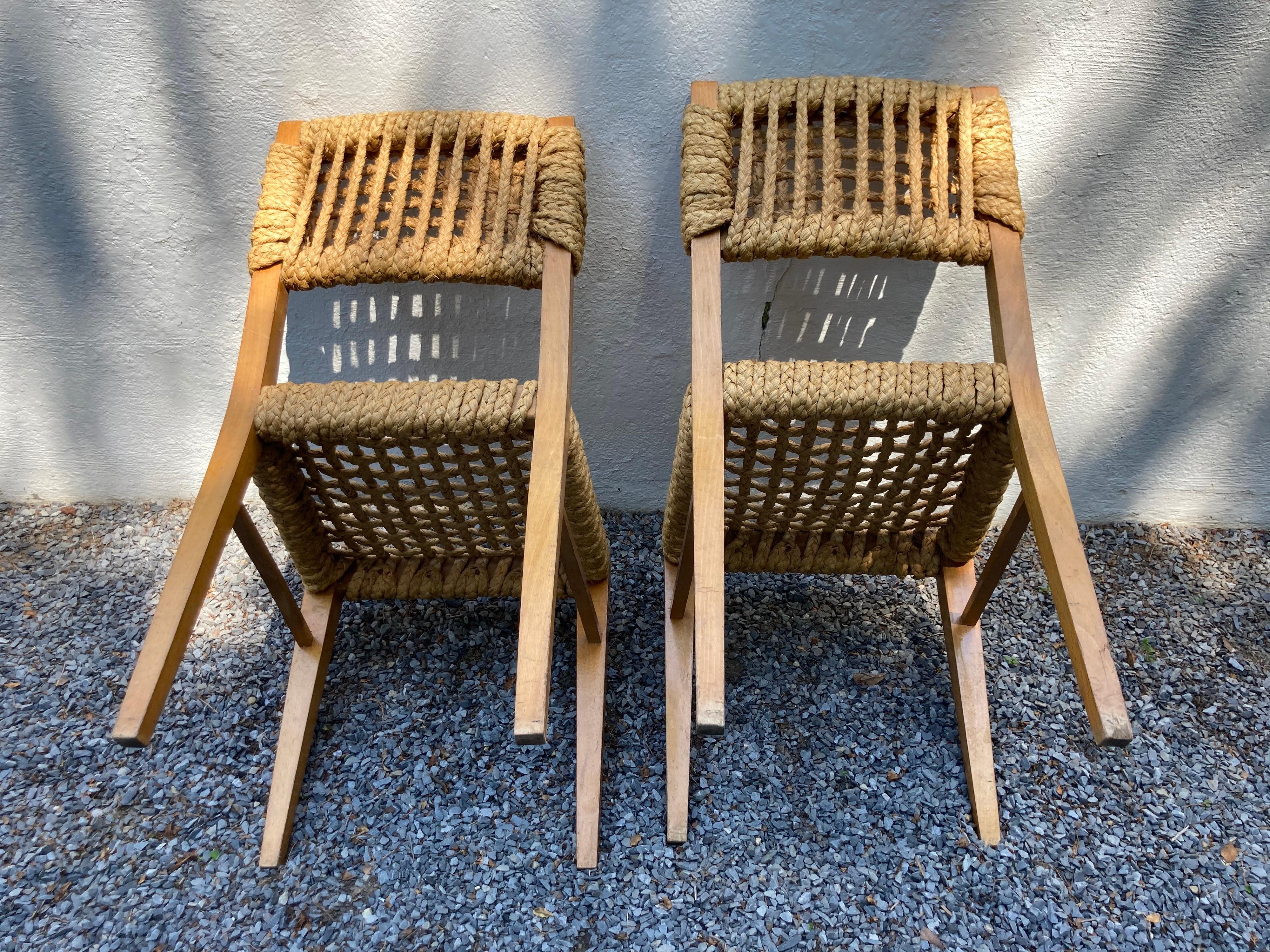 Mid-20th Century Pair of Audoux Minet Side Chairs