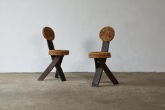 Pair of Audoux & Minet Tripod Rope Chairs, France, 1950s