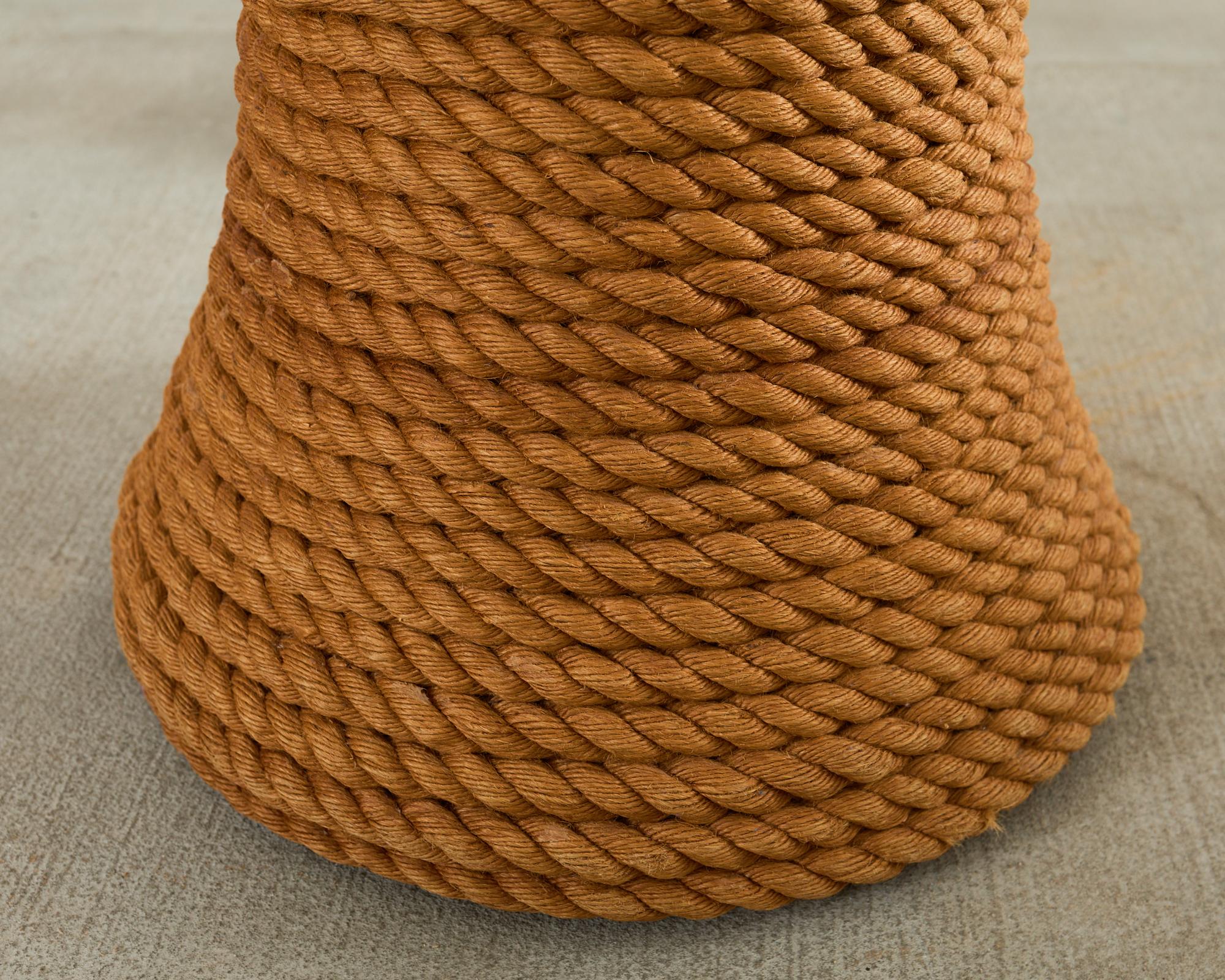 Pair of Audoux-Minnet Style Rope Drink Table Stools For Sale 6