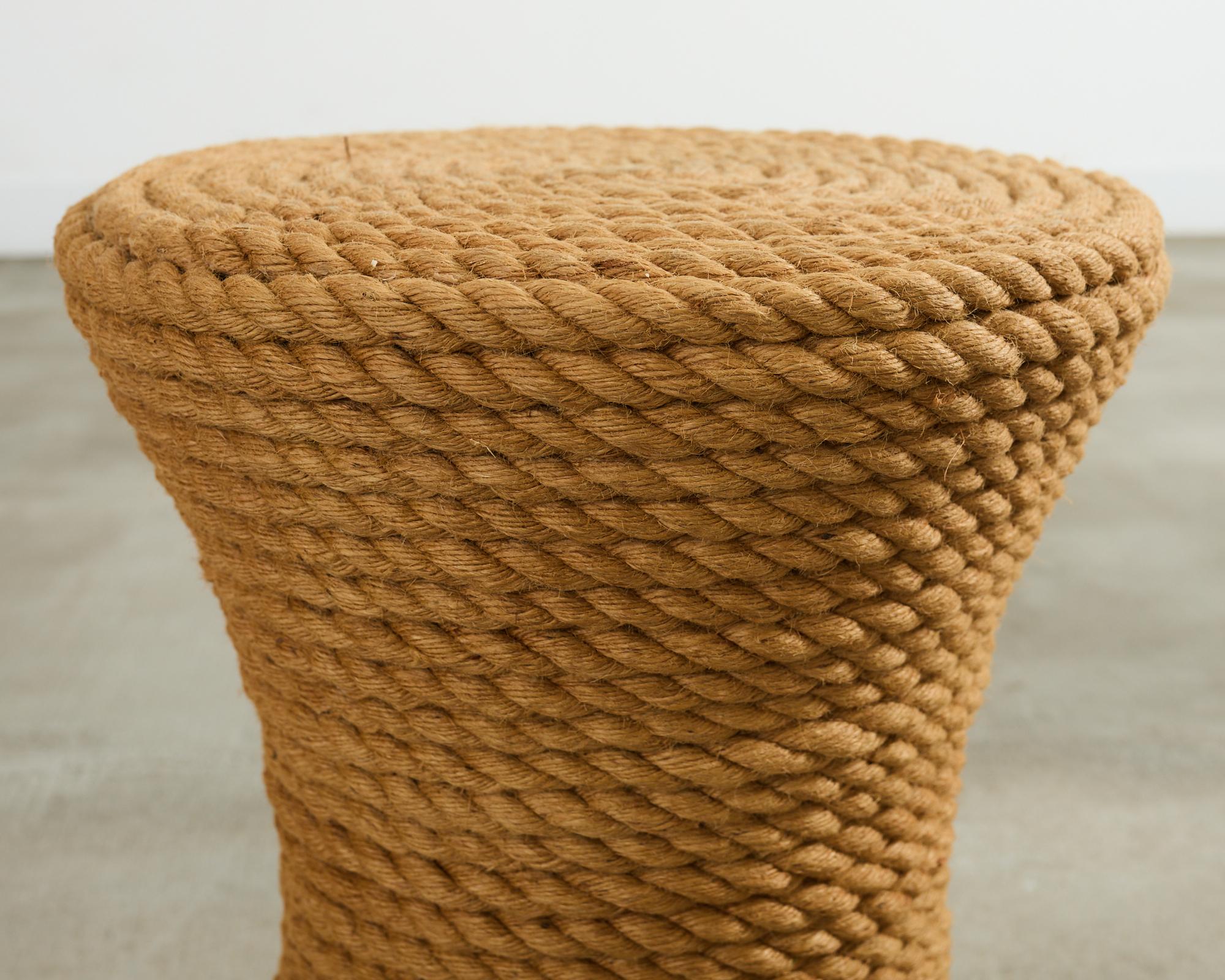 Pair of Audoux-Minnet Style Rope Drink Table Stools For Sale 8