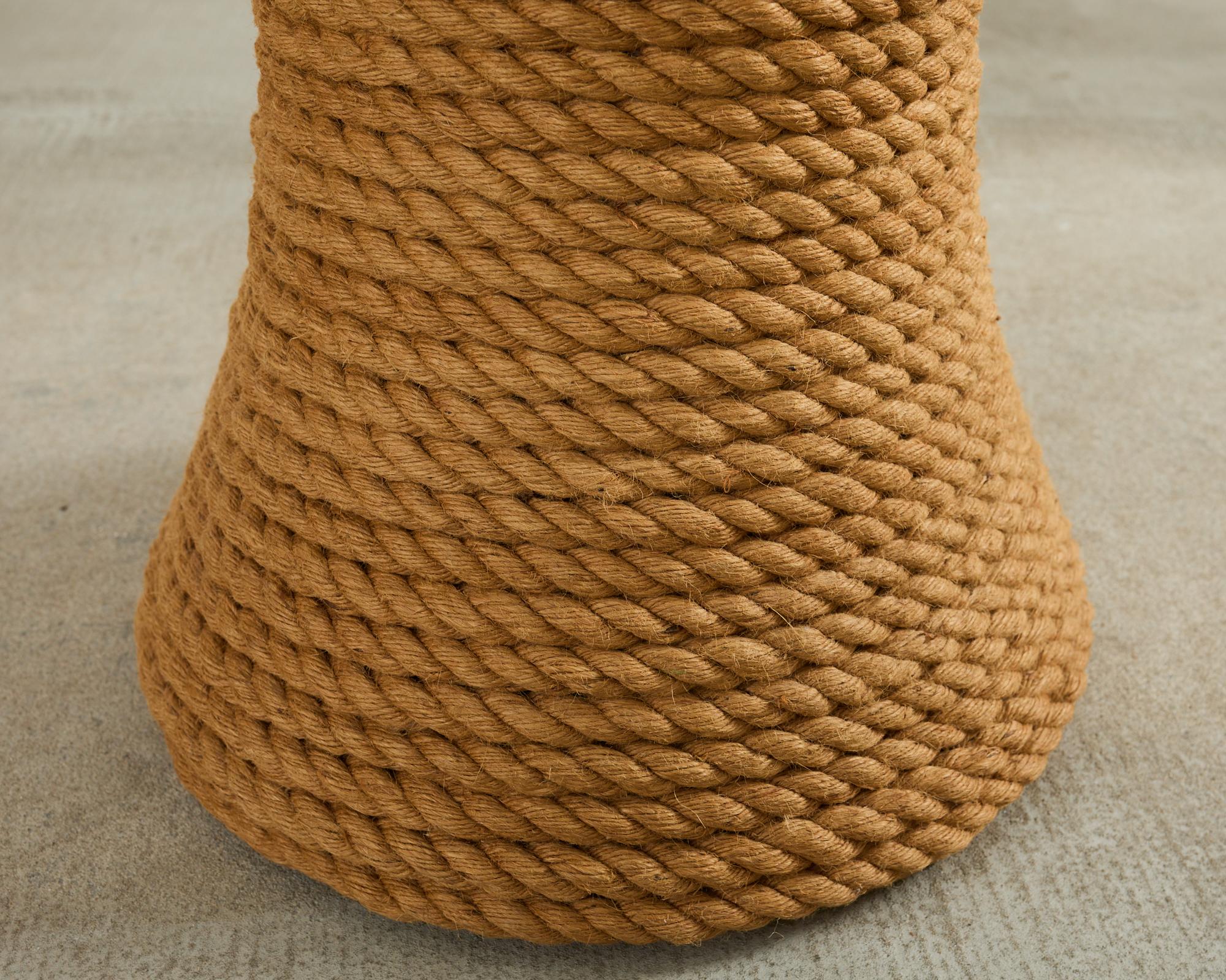 Pair of Audoux-Minnet Style Rope Drink Table Stools For Sale 9