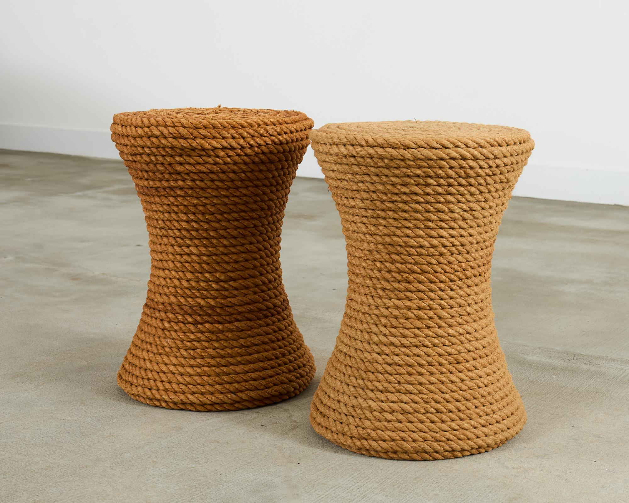 Pair of Audoux-Minnet Style Rope Drink Table Stools For Sale 11