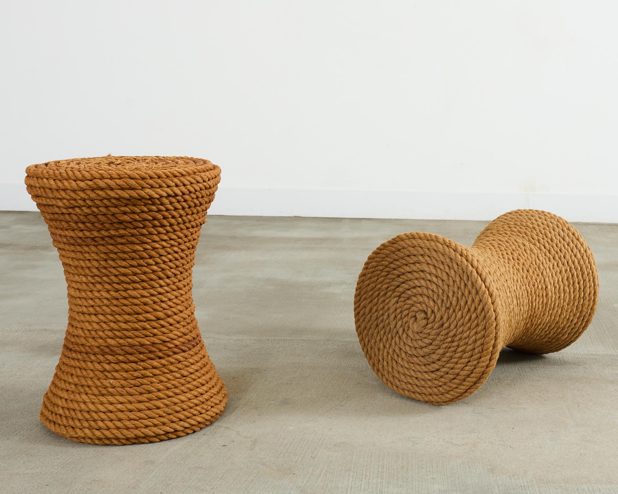 Pair of Audoux-Minnet Style Rope Drink Table Stools For Sale 12