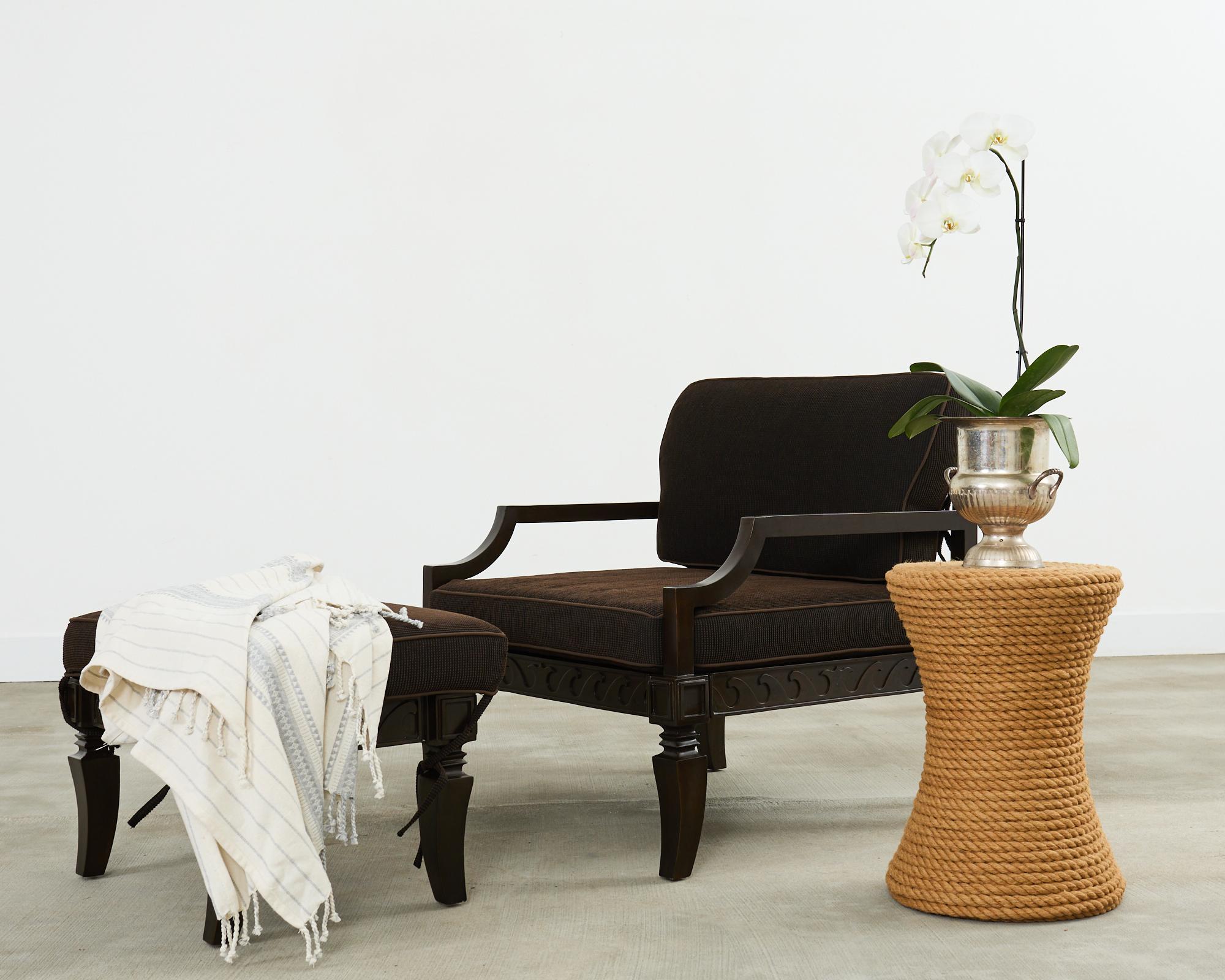 Fantastic pair of hourglass shaped drinks tables or stools clad in nautical rope. The hourglass or spool shaped forms are embellished on all sides with geometric thick nautical style rope in the style and manner of Adrien Audoux and Frida Minnet.