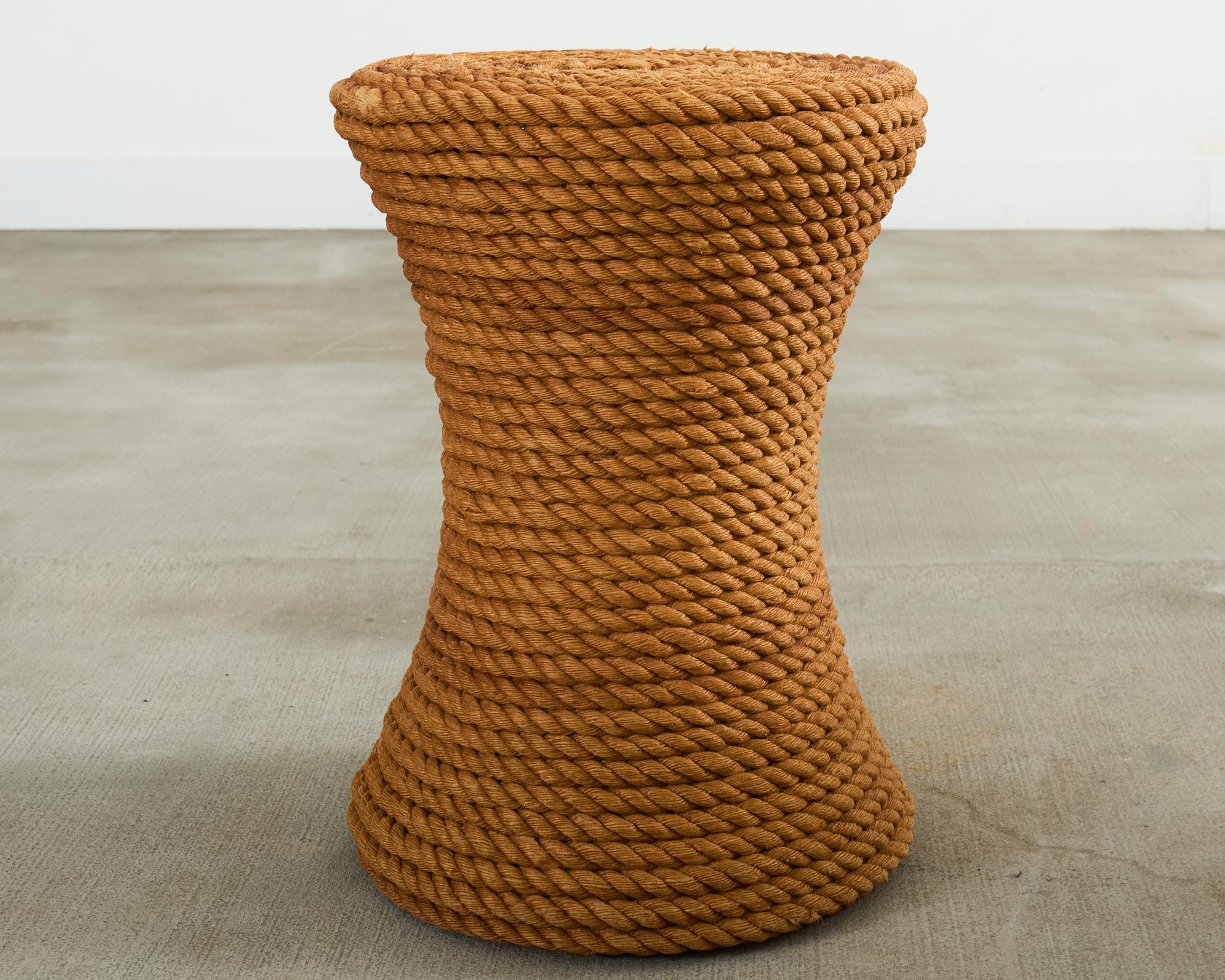 Pair of Audoux-Minnet Style Rope Drink Table Stools For Sale 1