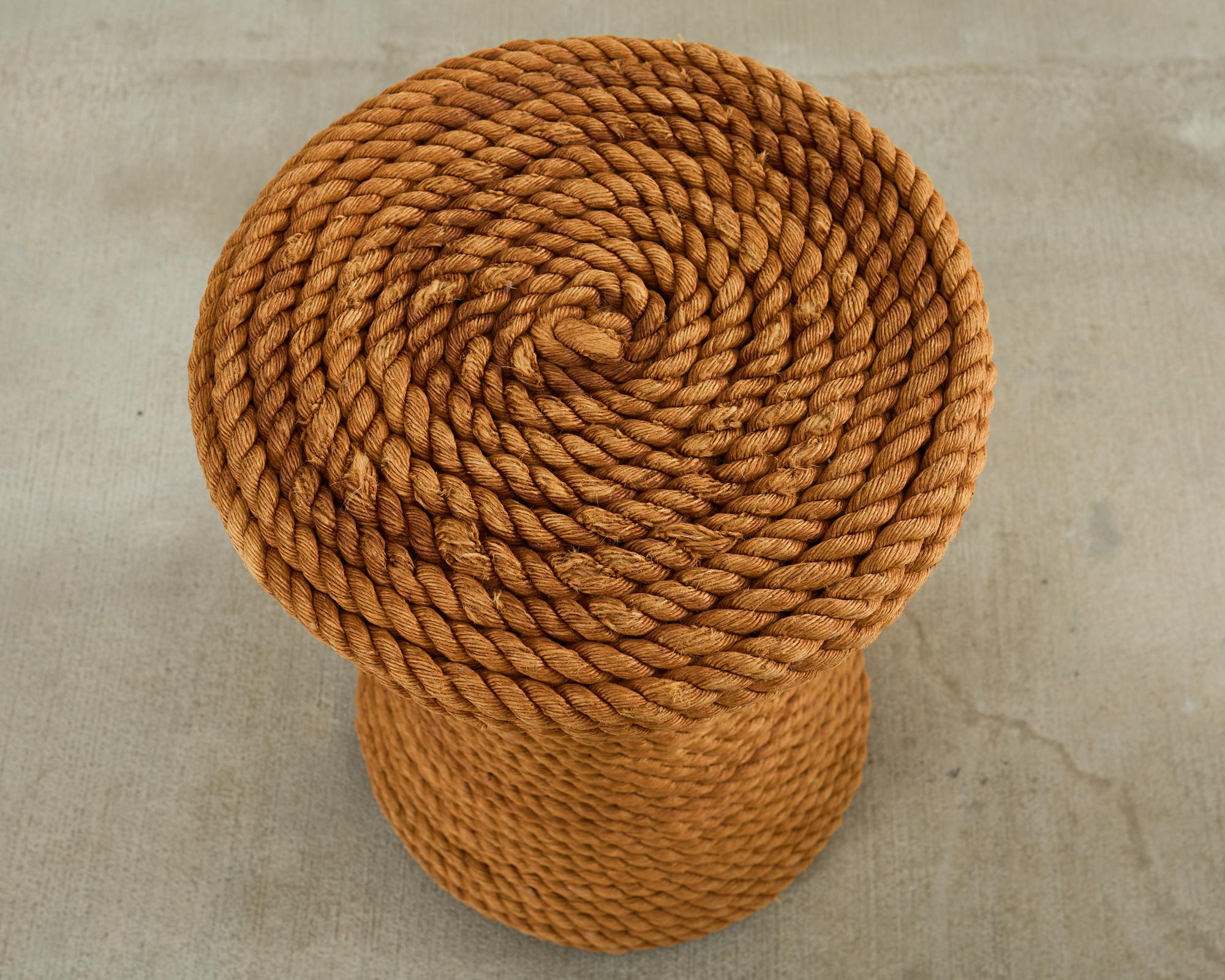 Pair of Audoux-Minnet Style Rope Drink Table Stools For Sale 2