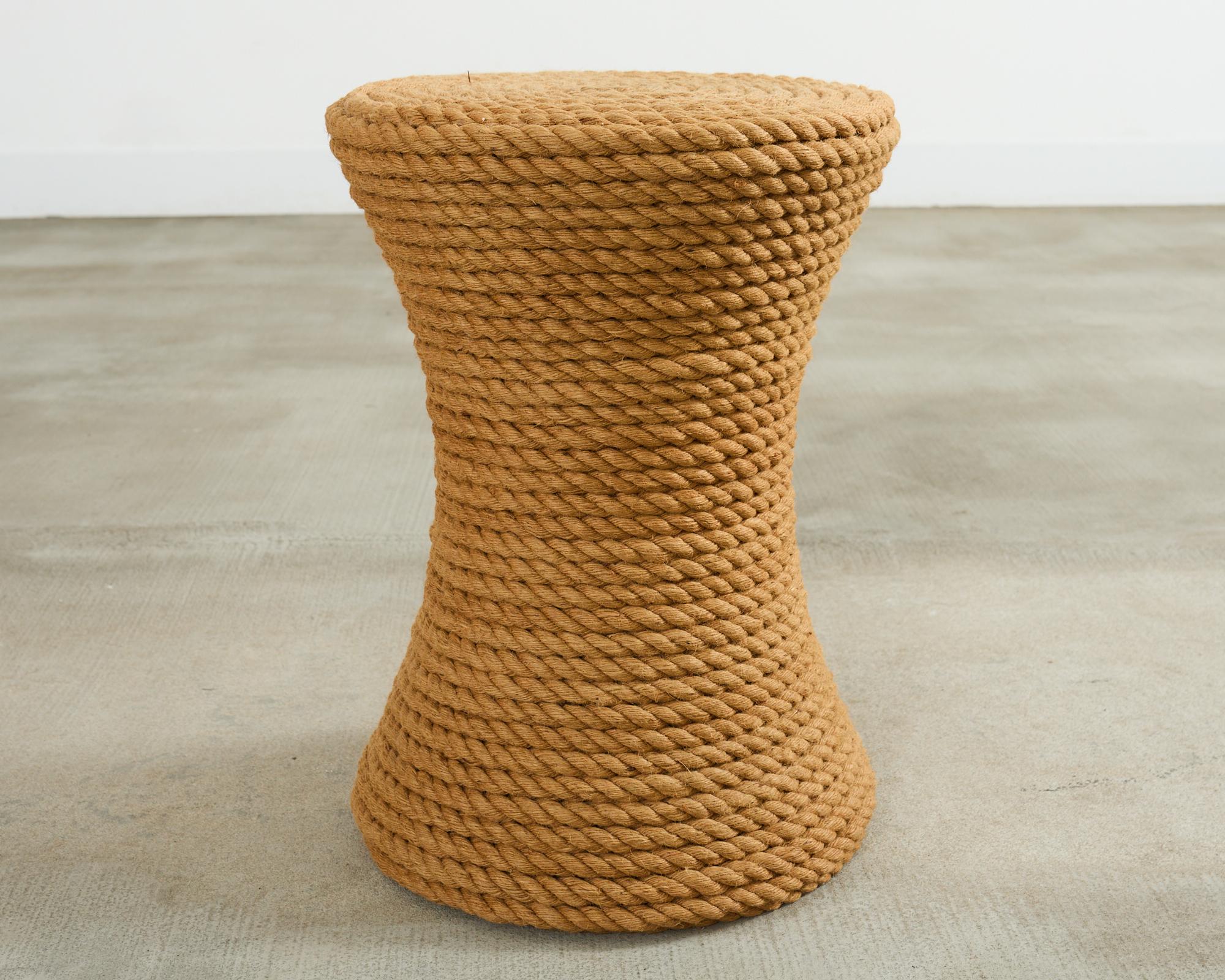 Pair of Audoux-Minnet Style Rope Drink Table Stools For Sale 3