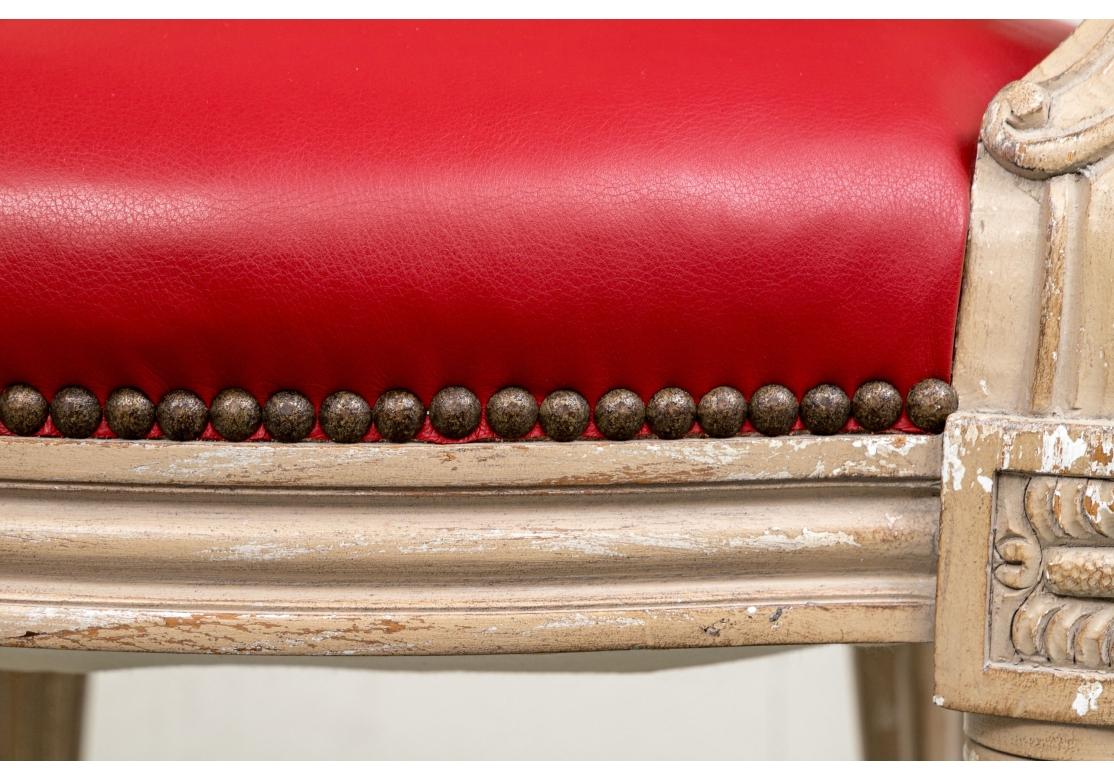 Pair Of Auffray Red Faux Leather Fauteuils For Sale 4