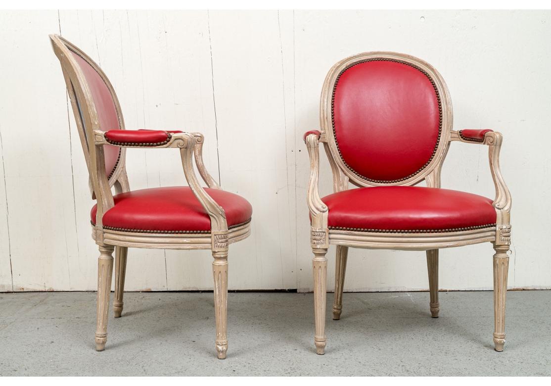 Pair Of Auffray Red Faux Leather Fauteuils For Sale 6