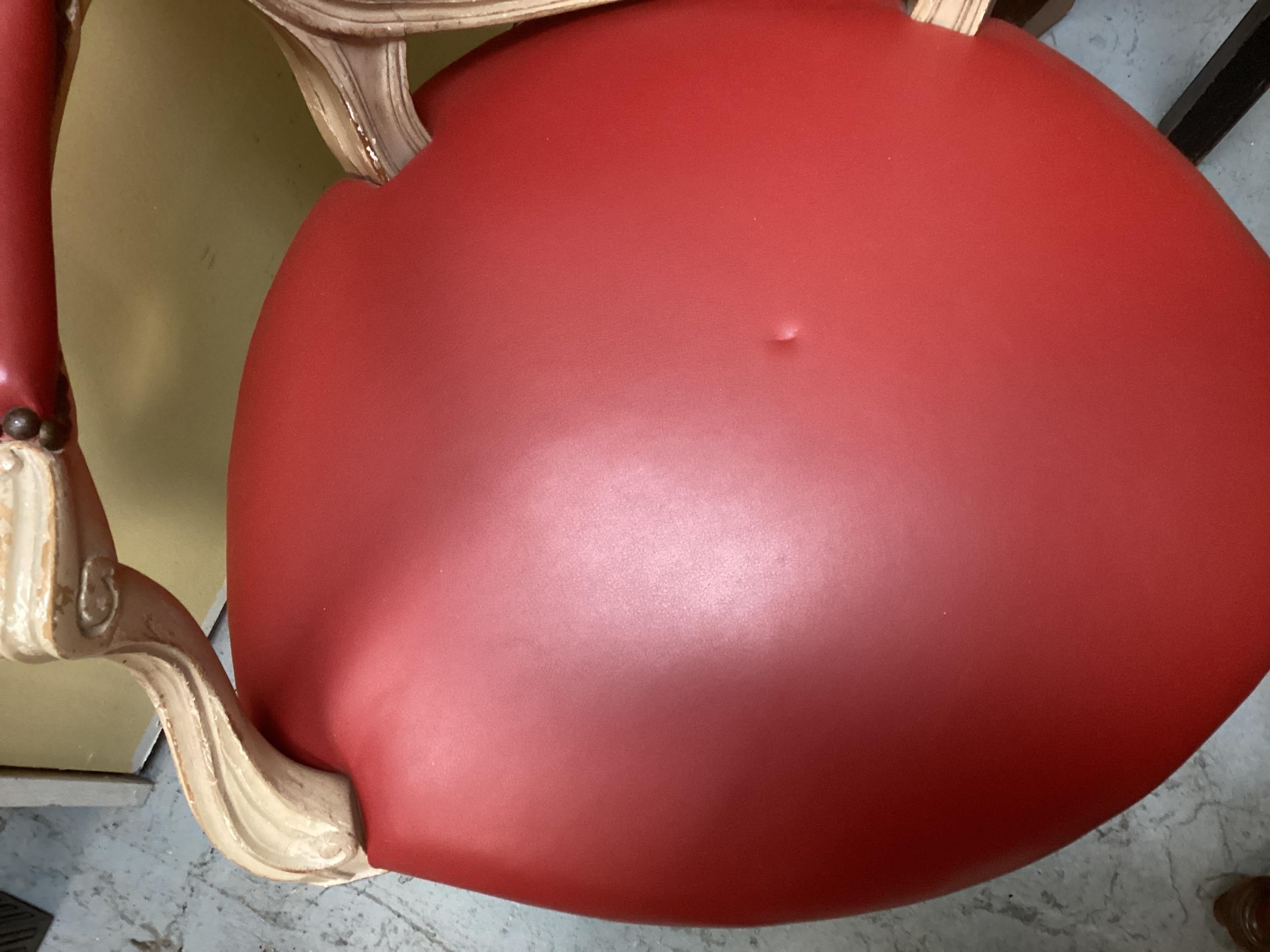 Pareja De Fauteuils De Piel De Faux Rojo Auffray en venta 7