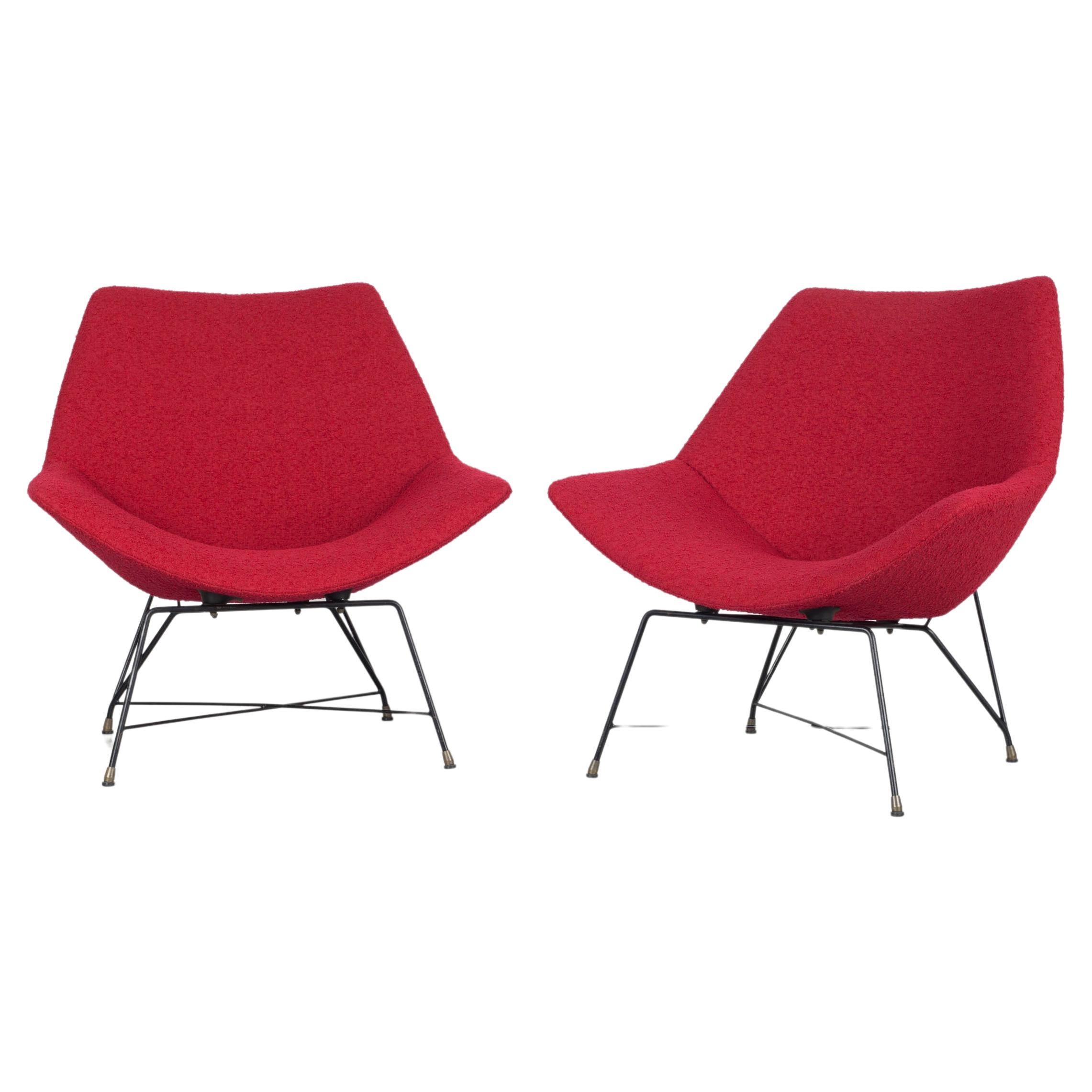 Pair of Augusto Bozzi Chairs Manufactured by Saporiti in Italy in 1950s